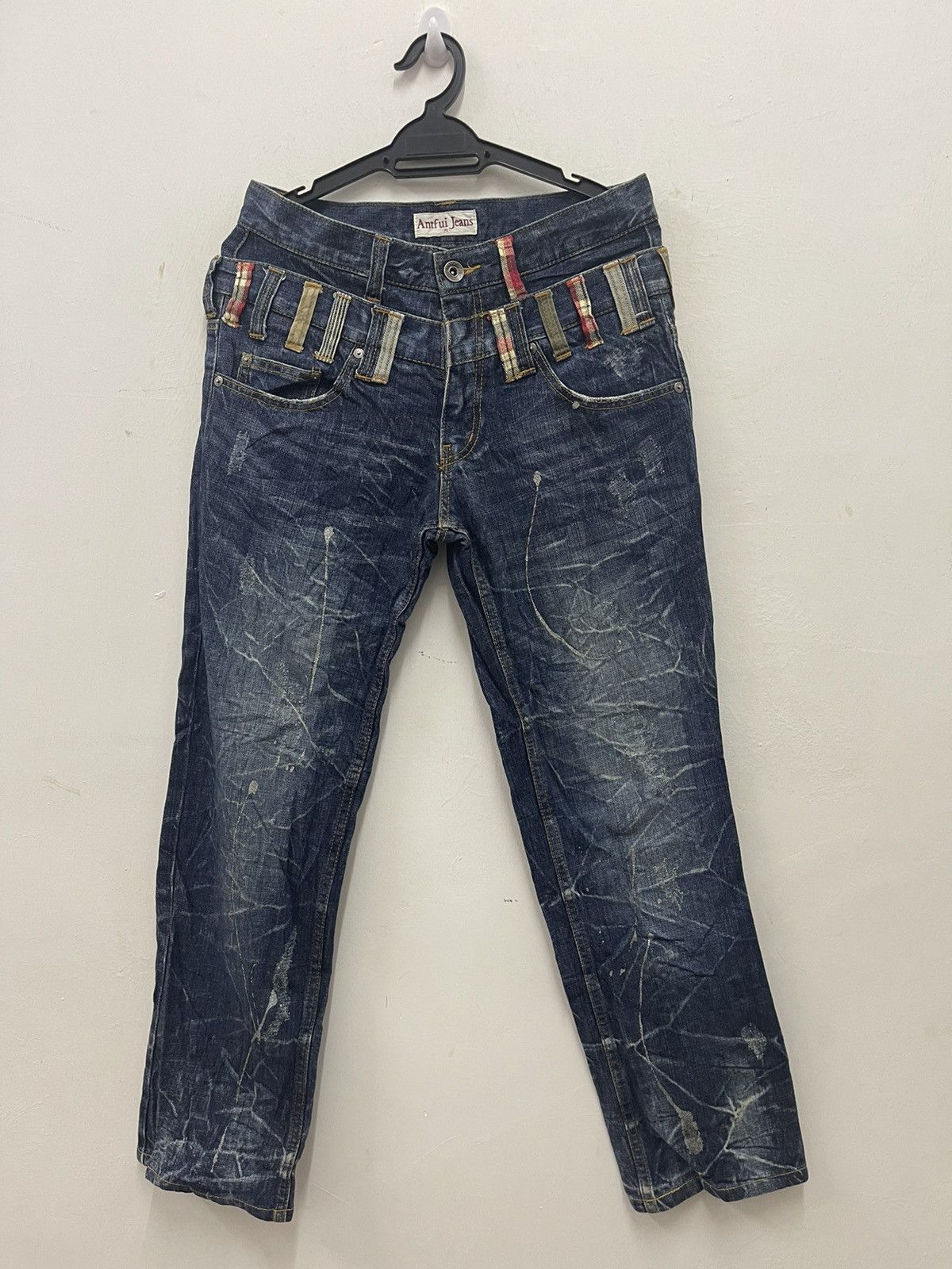 Japanese Brand Rare ANTFUI JEANS Double Waist Paint Splatter Distressed Size US 30 / EU 46 - 1 Thumbnail