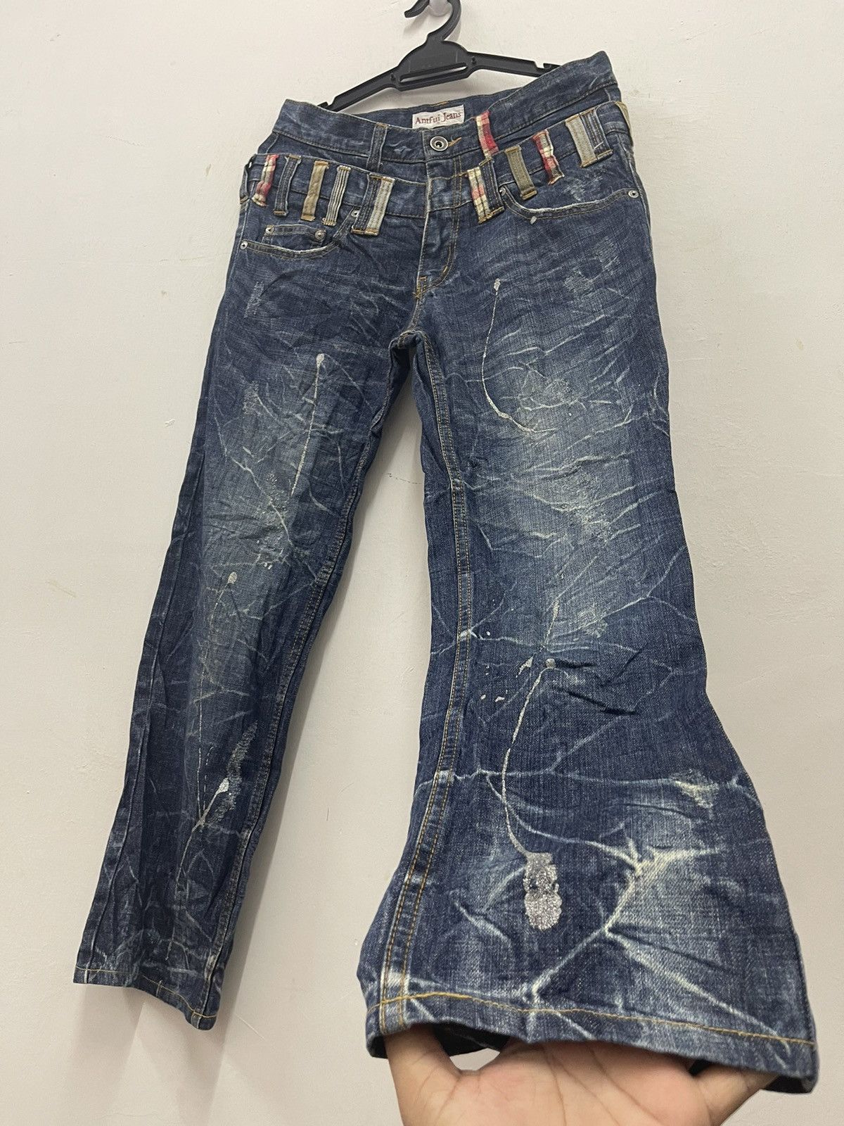 Japanese Brand Rare ANTFUI JEANS Double Waist Paint Splatter Distressed Size US 30 / EU 46 - 3 Thumbnail