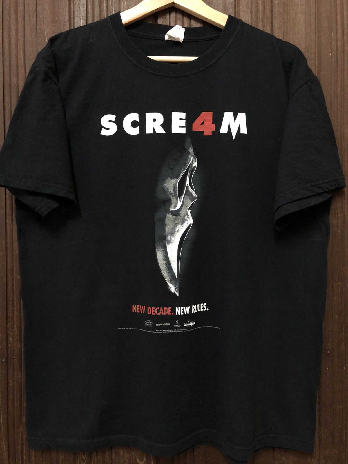 image of Expert Horror x Movie Scream 4 ‘Scre4M’ Movie Ghostface Horror Tee Shirt in Black (Size Large)
