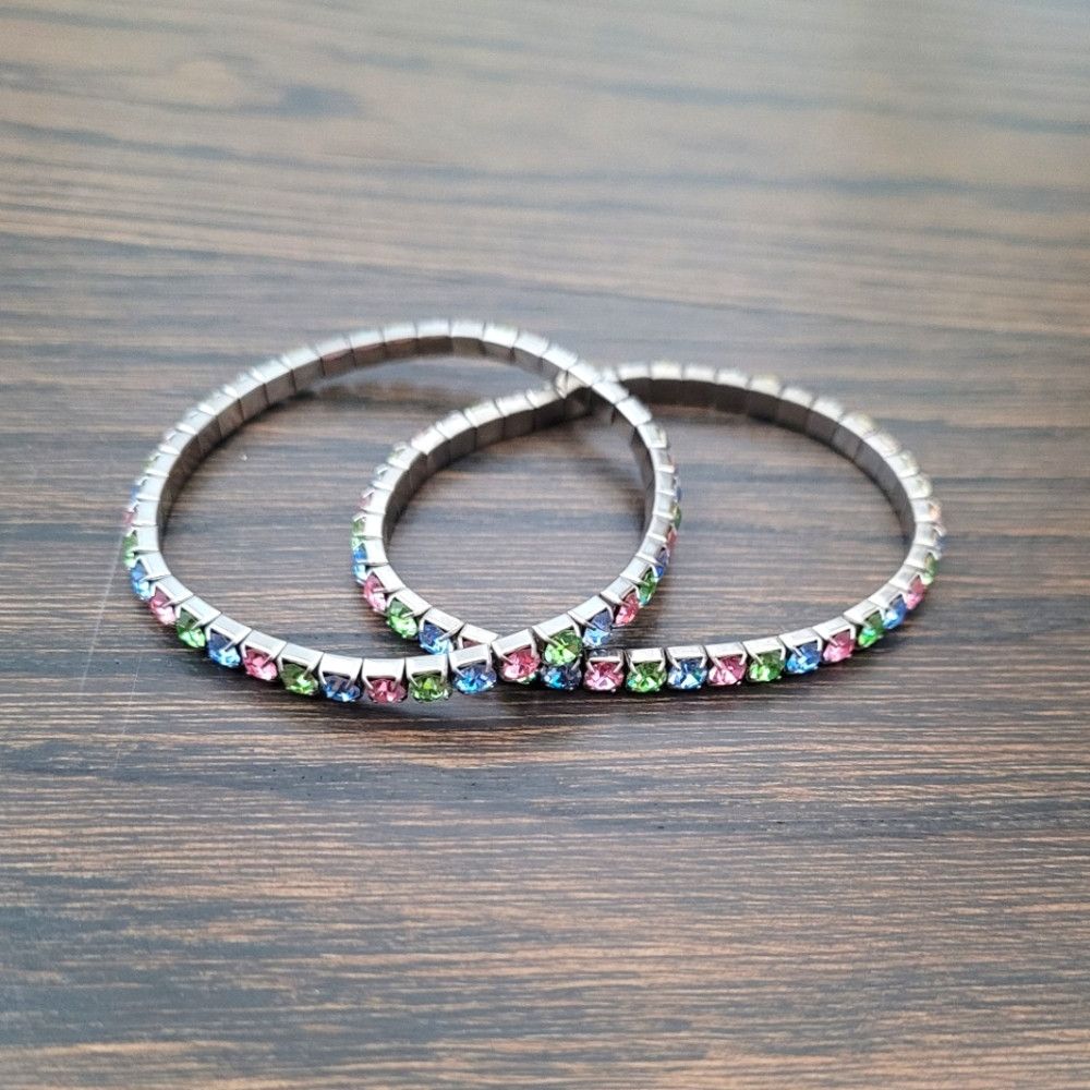 Jewelry x Vacation Y2K Pastel Crystal Stretch Bracelets Colorful Holiday Party, Women's