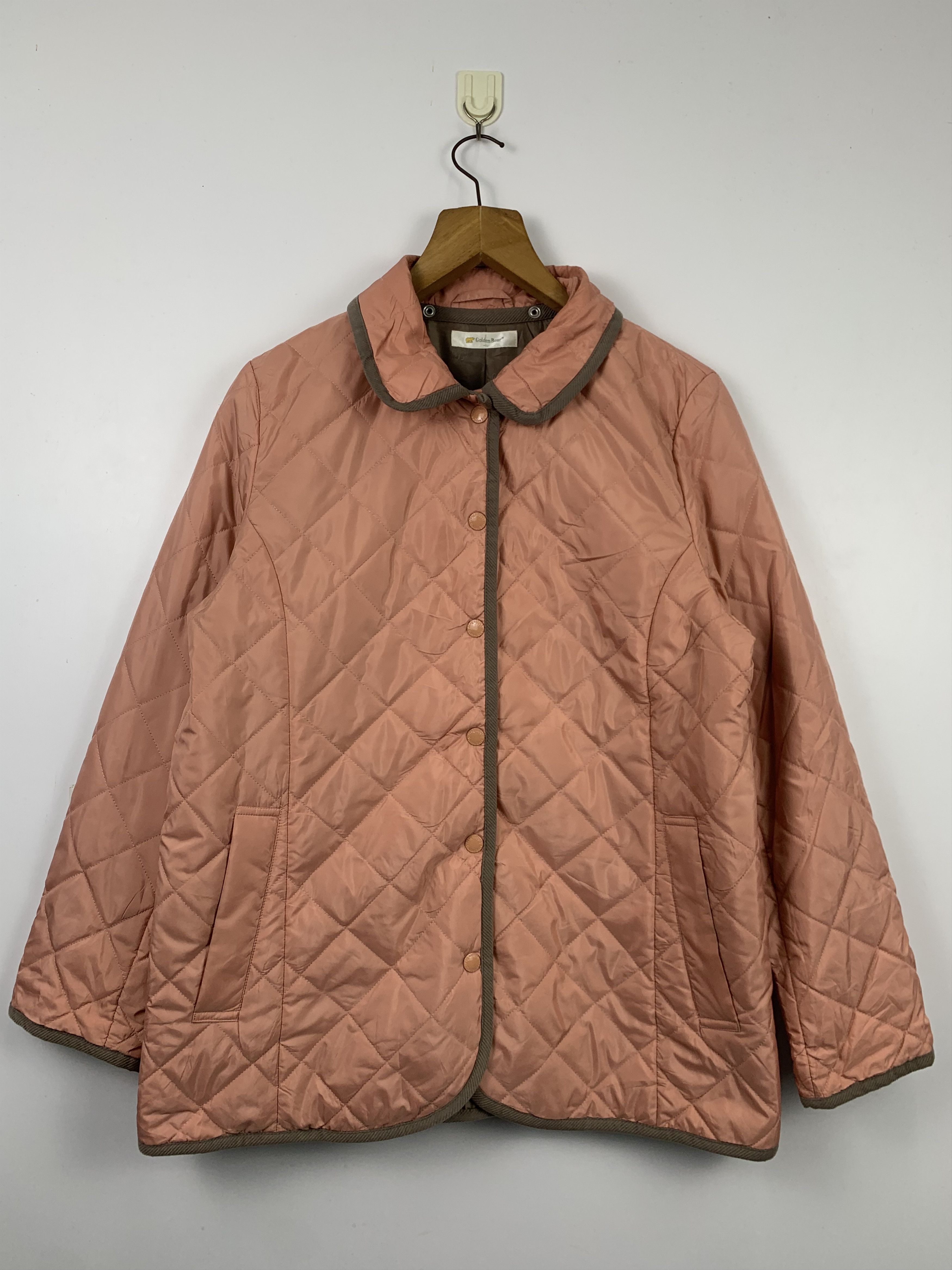 image of Golden Bear Quilted Button Jacket in Peach, Men's (Size Small)