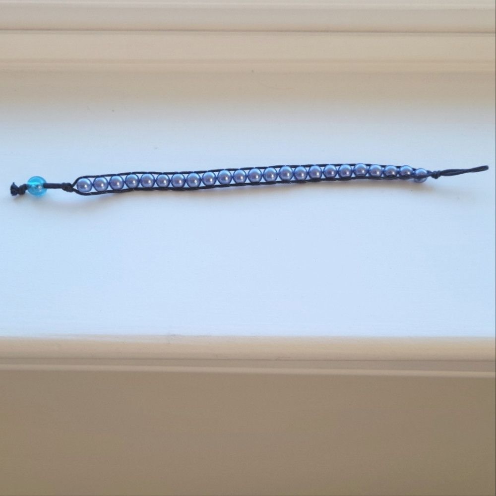 Handmade Periwinkle Faux Pearl Beaded Bracelet Y2K Size ONE SIZE - 2 Thumbnail