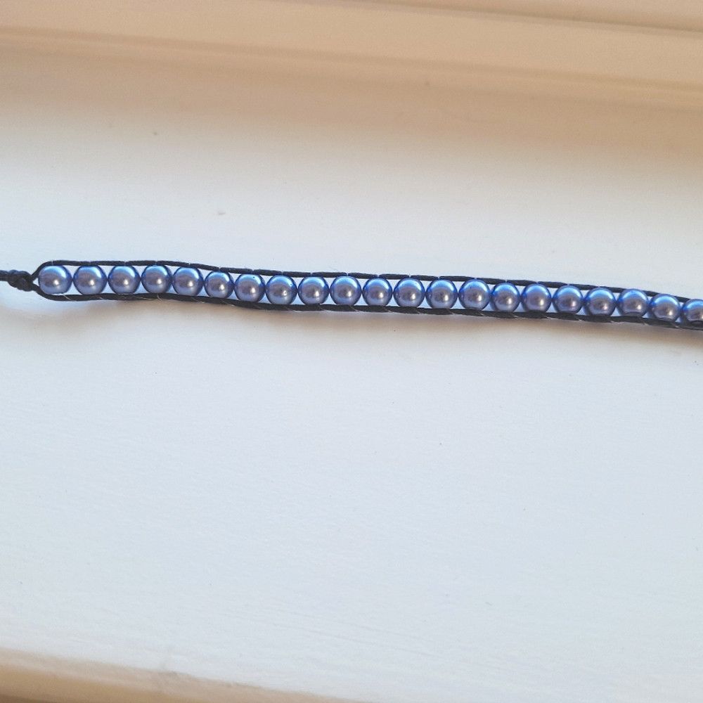 Handmade Periwinkle Faux Pearl Beaded Bracelet Y2K Size ONE SIZE - 3 Thumbnail