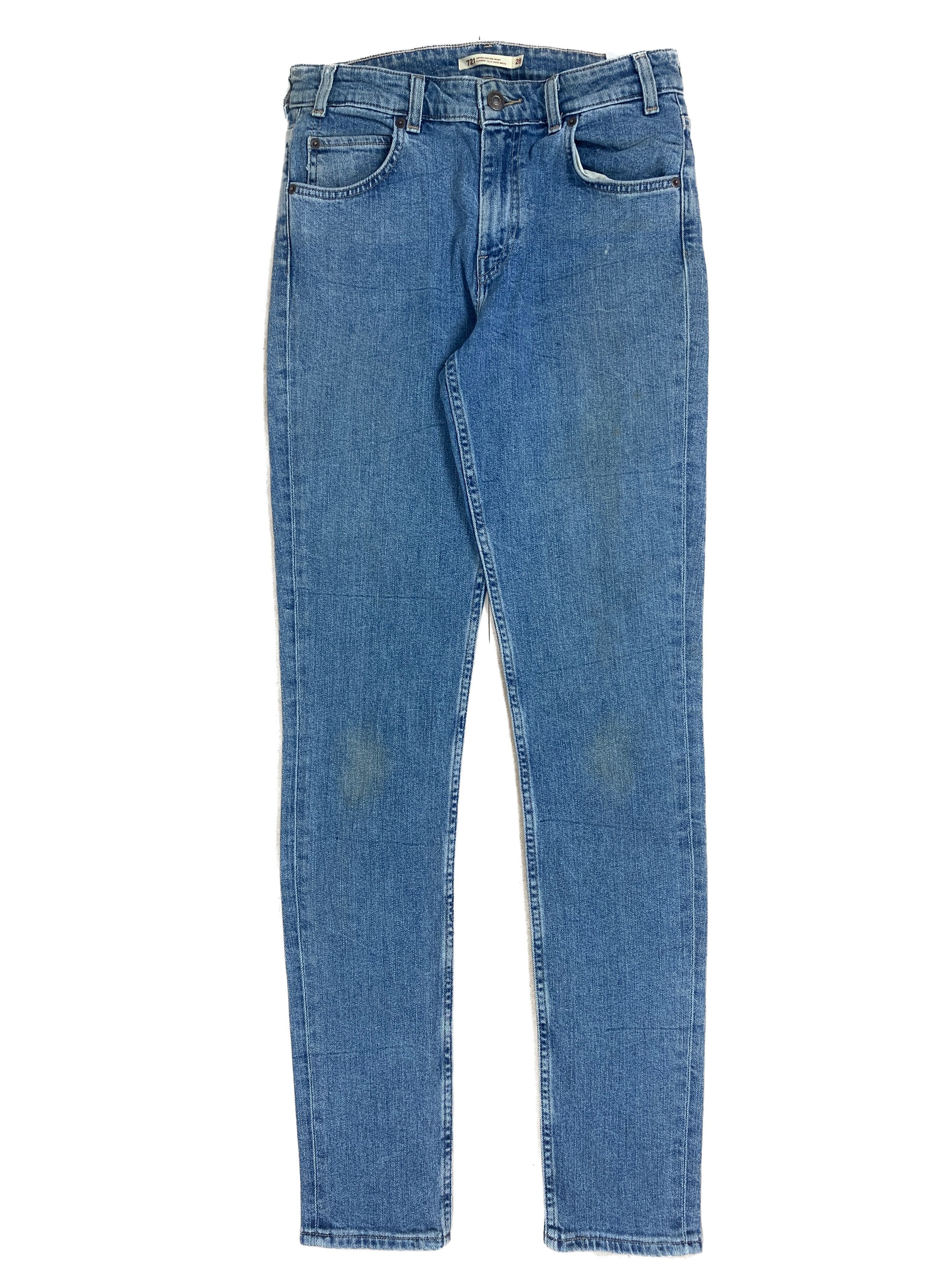 image of Levis 721 Orange Tab High Rise Skinny Jeans in Blue Denim, Women's (Size 30)