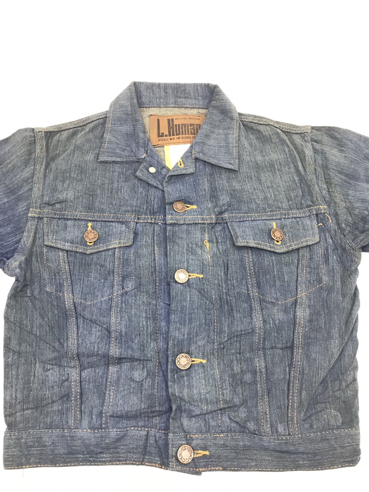 Vintage L.Human Denim Selvedge Jacket Trucker Western Clothing Size XS / US 0-2 / IT 36-38 - 2 Thumbnail