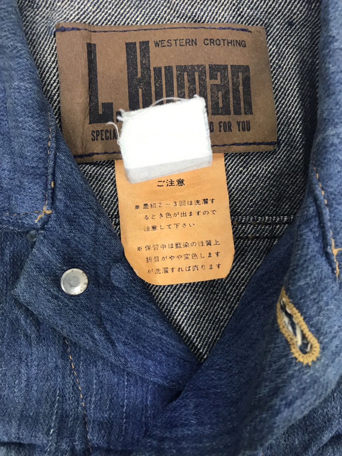 Vintage L.Human Denim Selvedge Jacket Trucker Western Clothing Size XS / US 0-2 / IT 36-38 - 6 Thumbnail