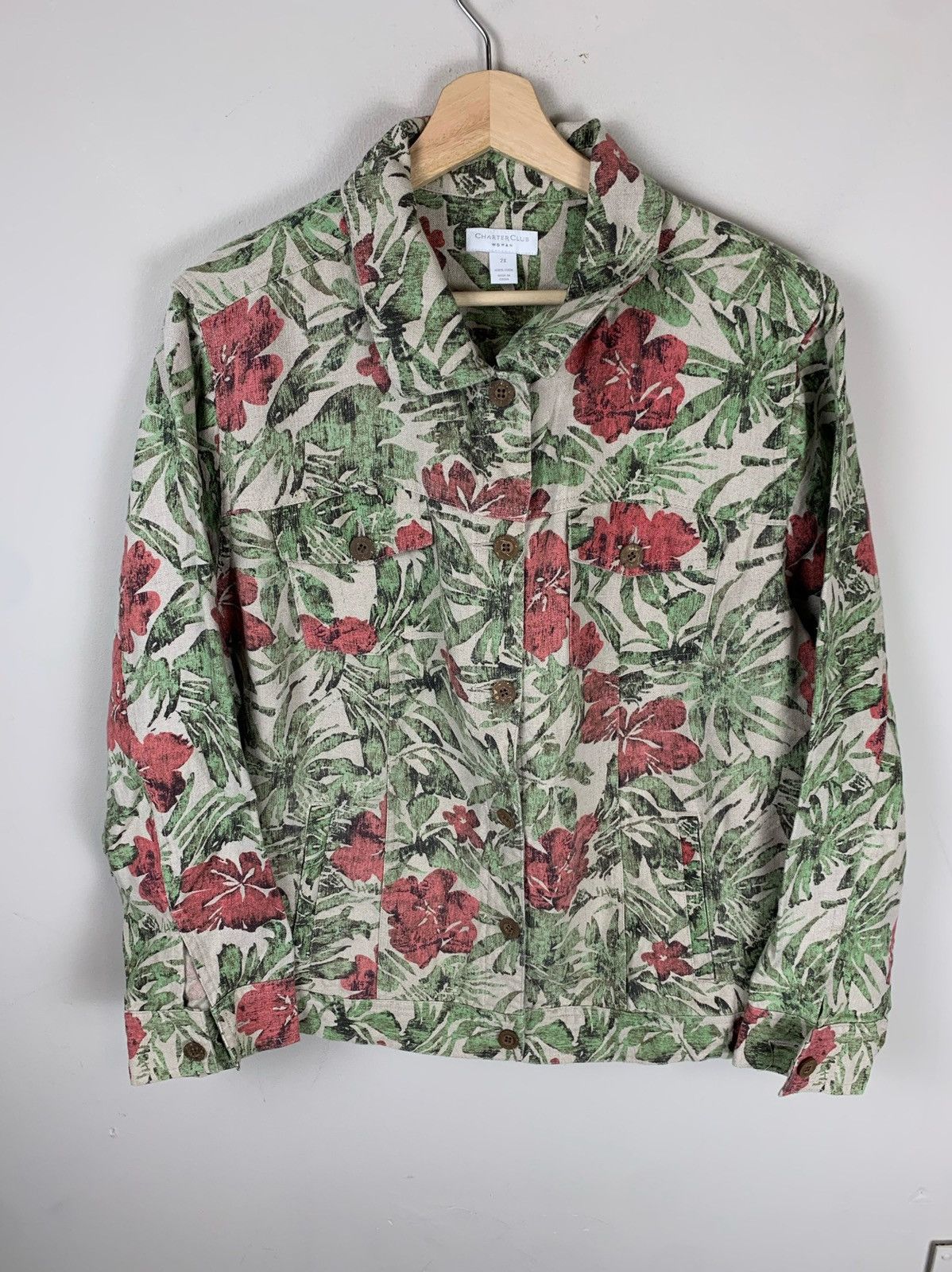 Vintage Vintages Faded Jungle Linen Jacket Size US XL / EU 56 / 4 - 1 Thumbnail