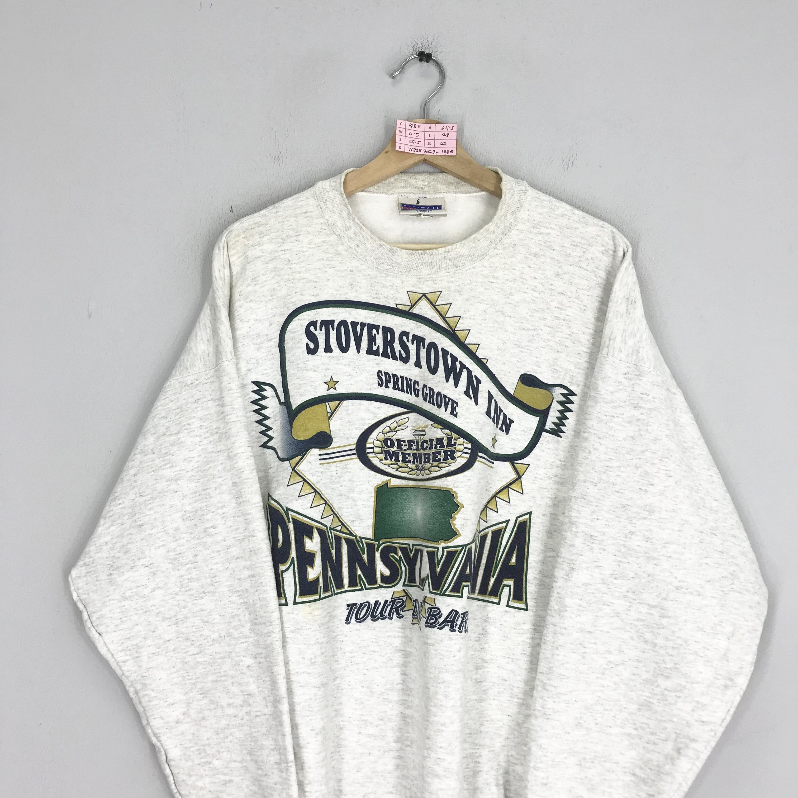 Hanes Vintage 90's Pennsylvania Stoverstown Big Logo Sweatshirts Size US XL / EU 56 / 4 - 3 Thumbnail