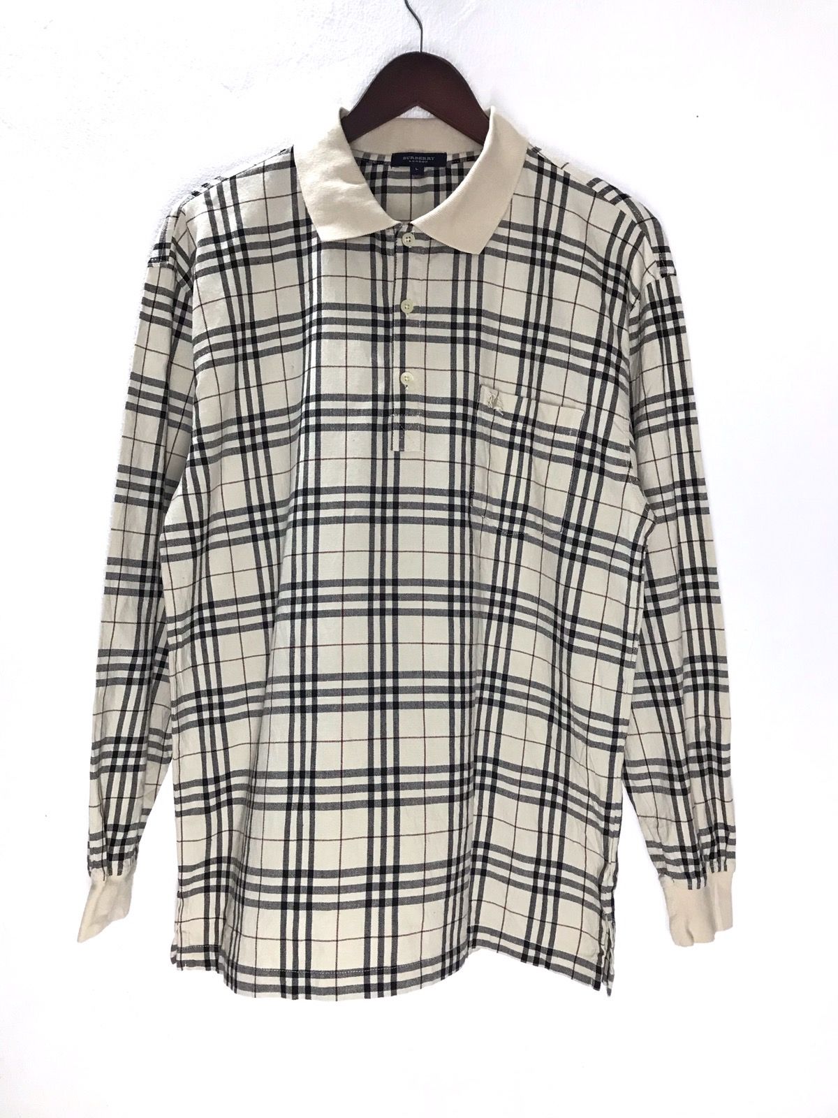 Pre-owned Burberry Vintage  London Nova Check Polo Long Sleeve In Checkered