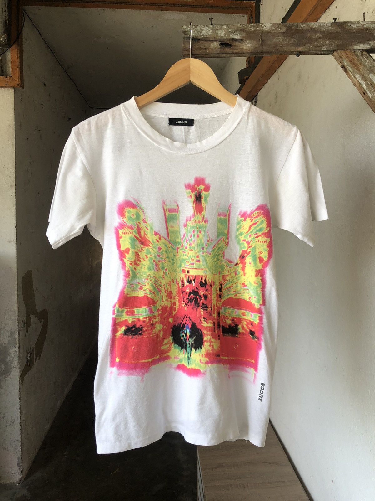image of Cabane De Zucca x Issey Miyake Vintage Zucca Graphic T-Shirt in White, Women's (Size Medium)