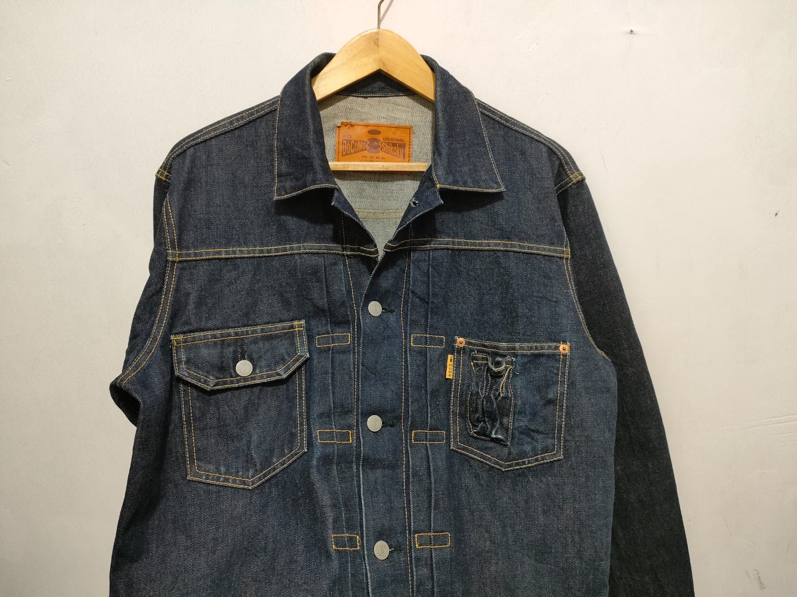 Japanese Brand Fit M to L, 90'S Docomo Shikoku Type 2 Selvedge Denim Jacket Size US L / EU 52-54 / 3 - 3 Thumbnail