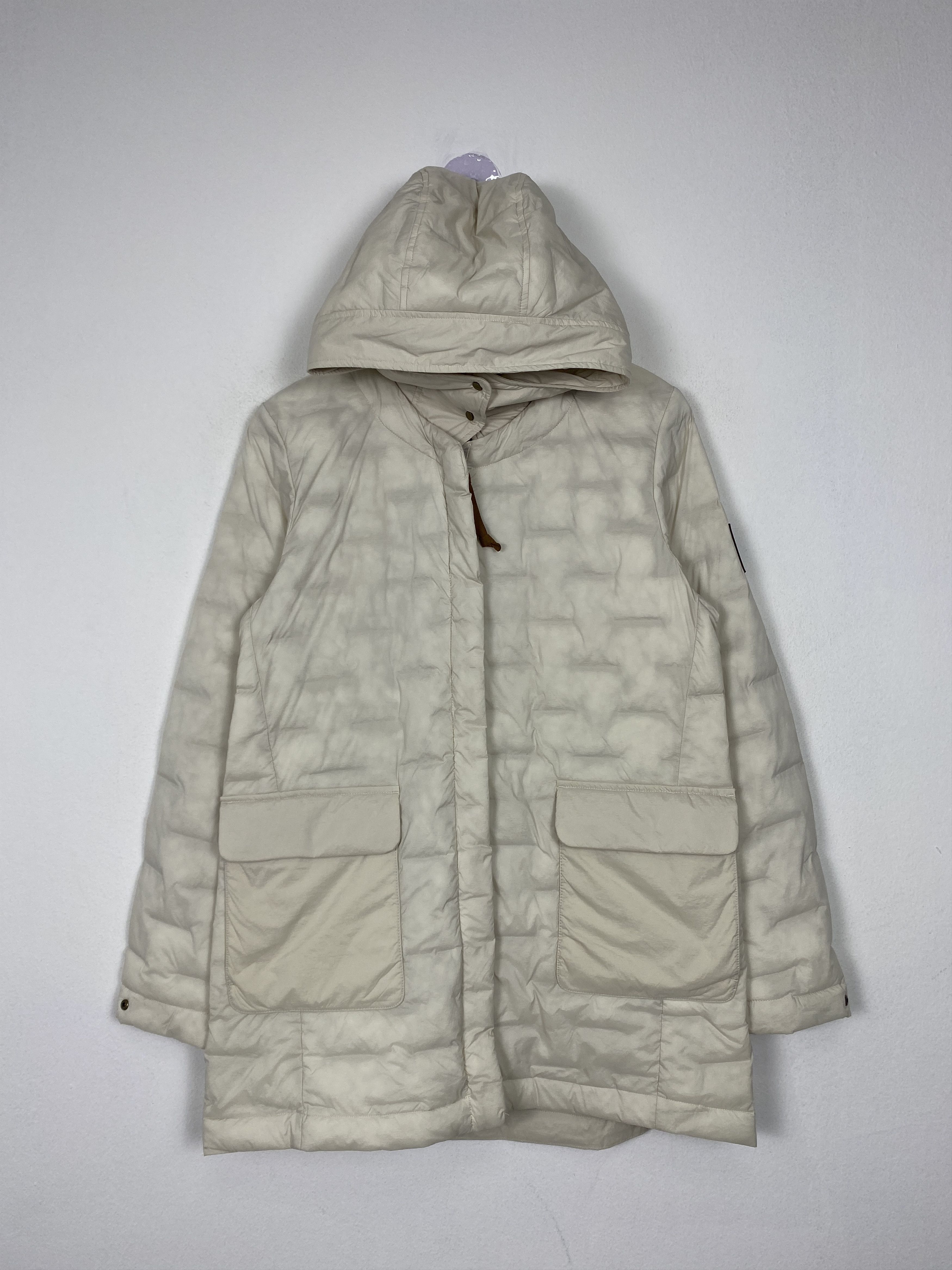 image of Aigle Puffer Hoodie Zip Up Jacket in White, Men's (Size Small)
