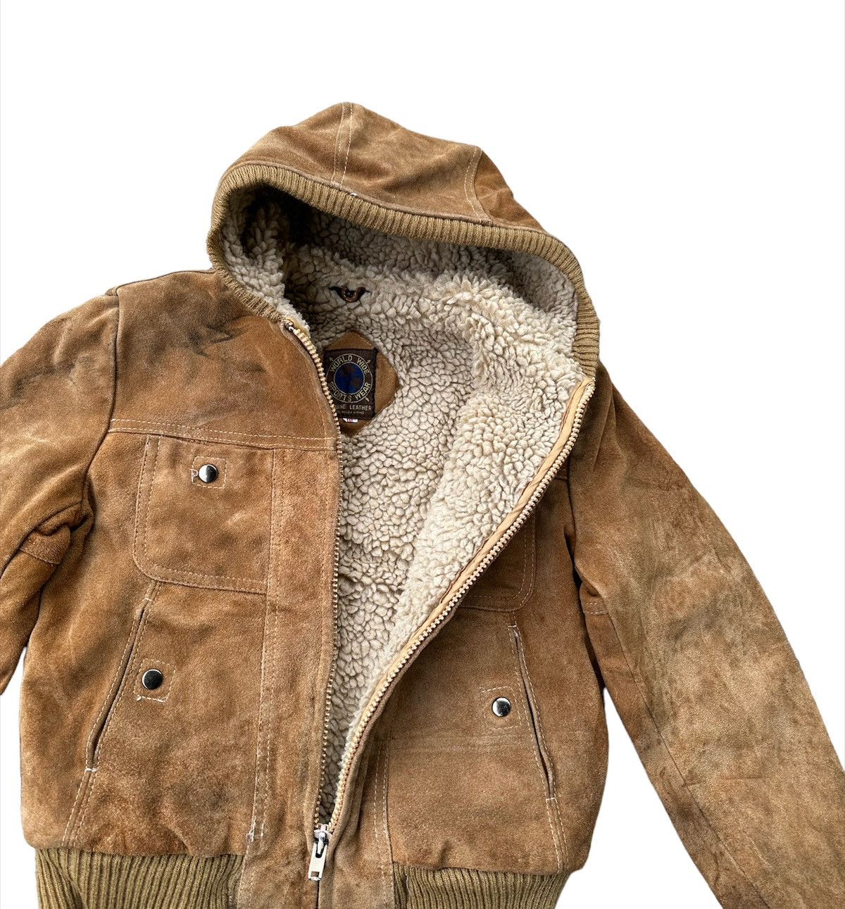 Vintage Worlwide sportswear leather jacket hoodie Size US S / EU 44-46 / 1 - 5 Thumbnail