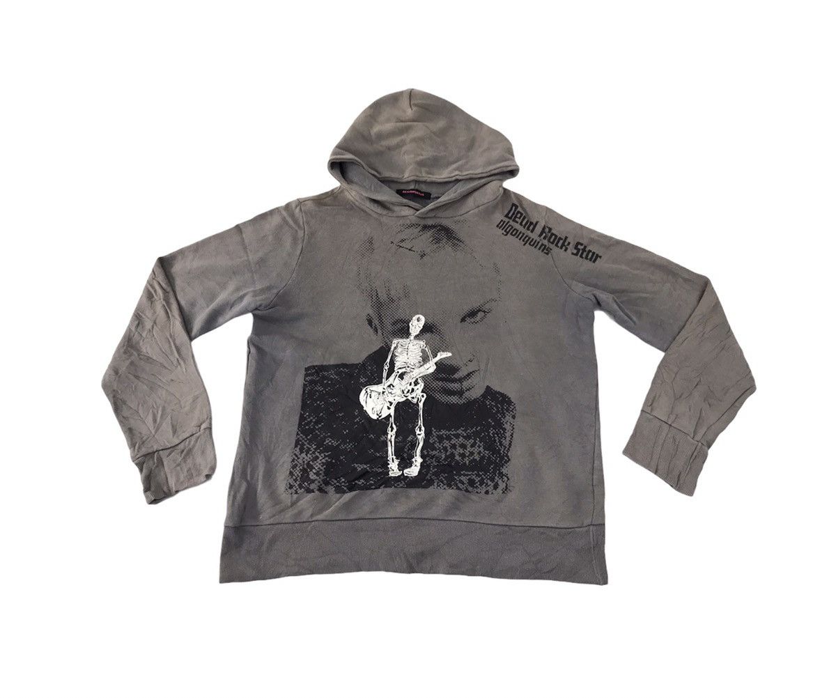 image of Vintage Algonquins Dead Rock Star Punk Rock Hoodies Winter Wear in Grey, Men's (Size Medium)