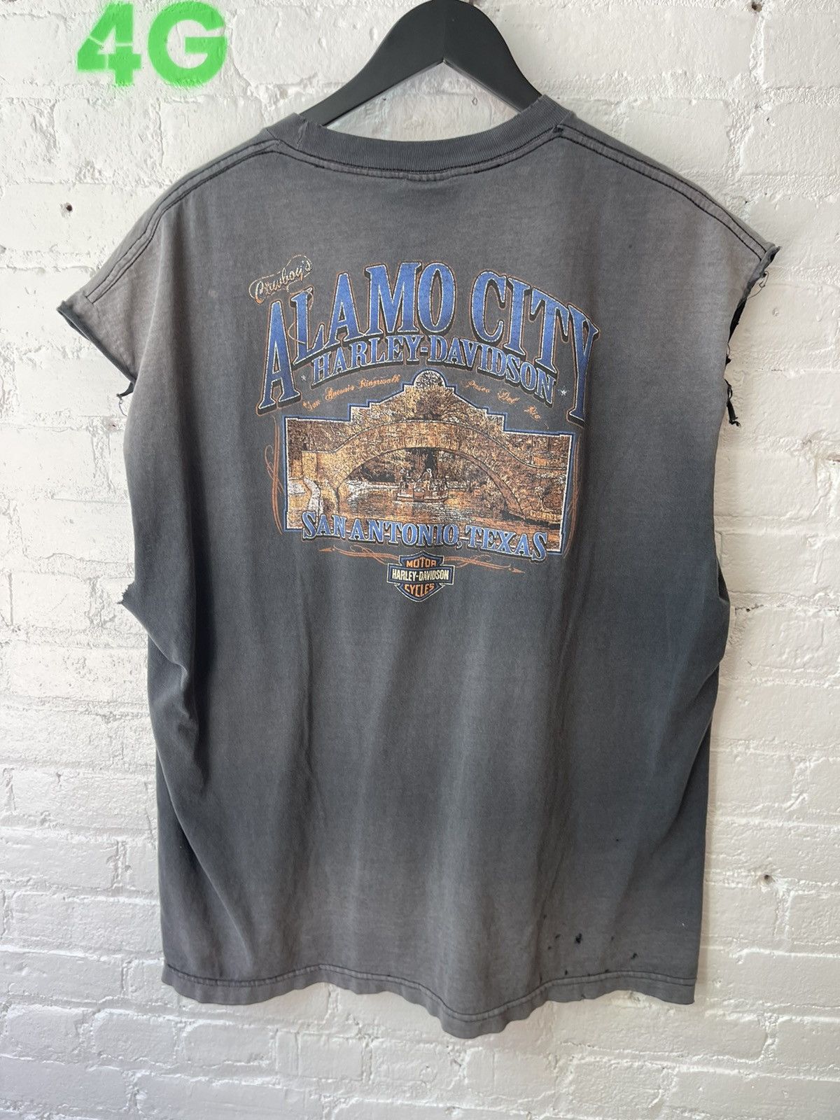 Harley Davidson × Vintage Vintage THRASHED Harley Davidson Skull Tank Top Cut Shirt Size US XL / EU 56 / 4 - 8 Thumbnail