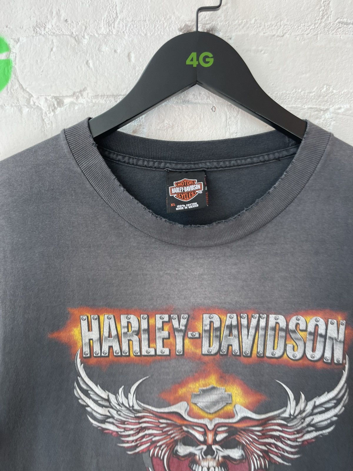 Harley Davidson × Vintage Vintage THRASHED Harley Davidson Skull Tank Top Cut Shirt Size US XL / EU 56 / 4 - 3 Thumbnail