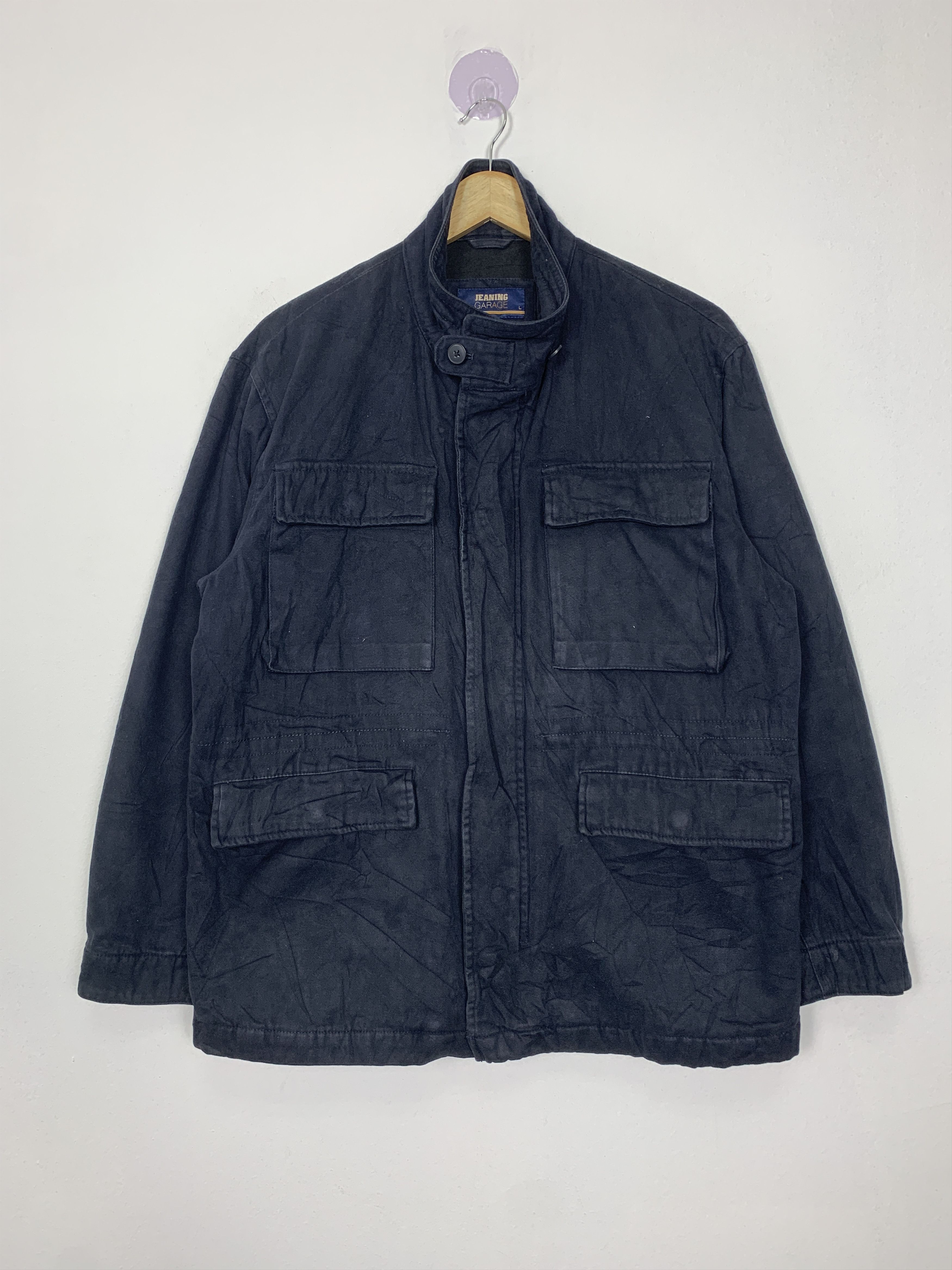 image of Vintage Multi Pocket Zip Jacket in Dark Blue, Men's (Size Small)