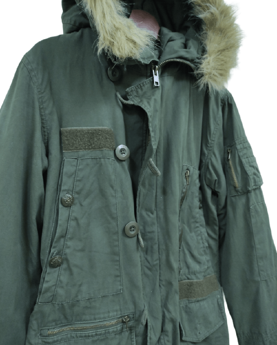 FULL LIFE Parka Jacket Hooded Army Mods Style Size Large