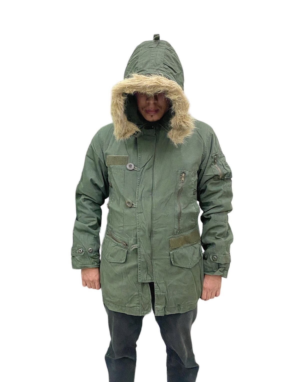 FULL LIFE Parka Jacket Hooded Army Mods Style Size Large