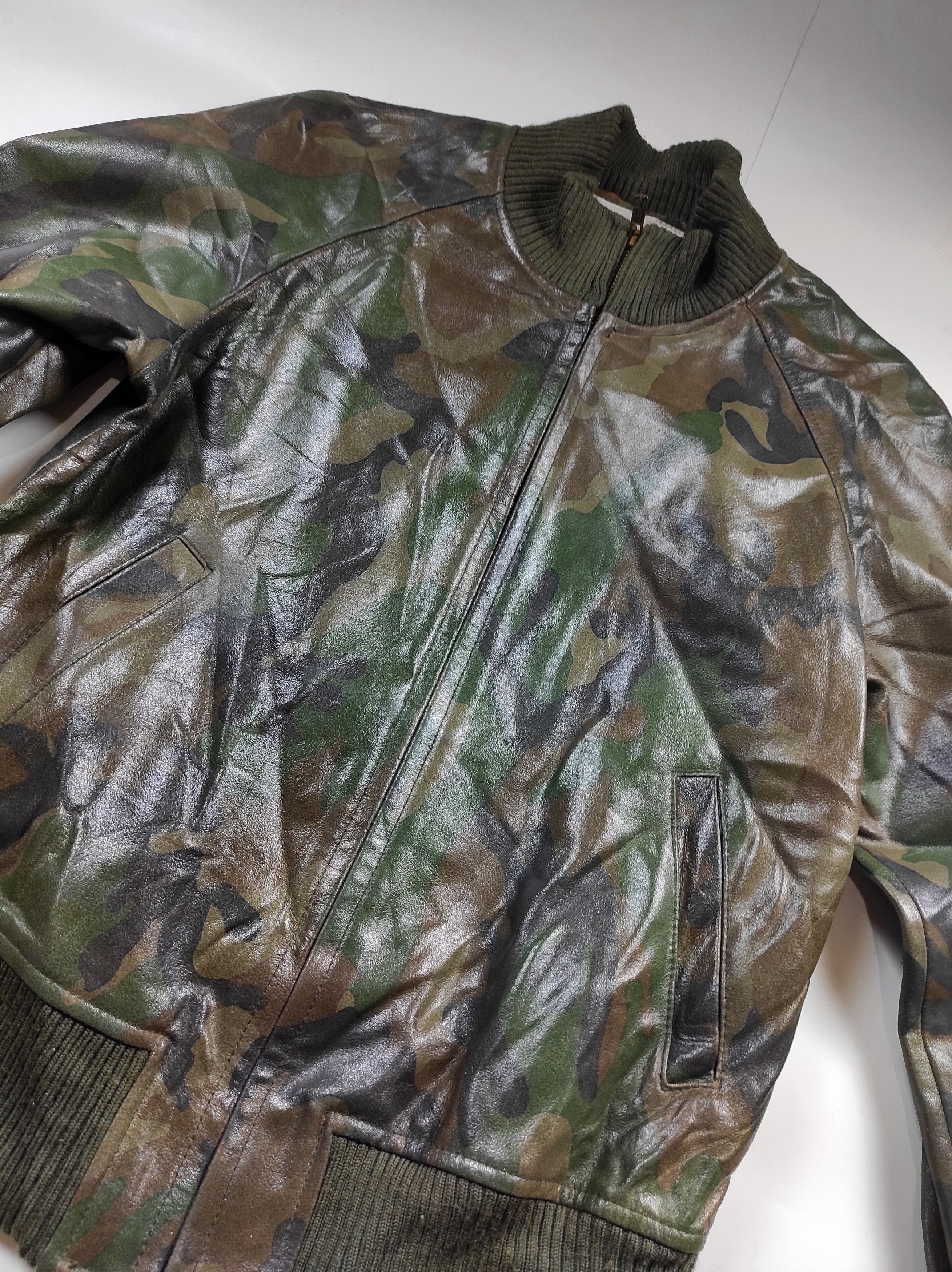 Japanese Brand Rare patriccox Wanabe Bomber Jacket Camo Genuine Leather Size US S / EU 44-46 / 1 - 4 Thumbnail