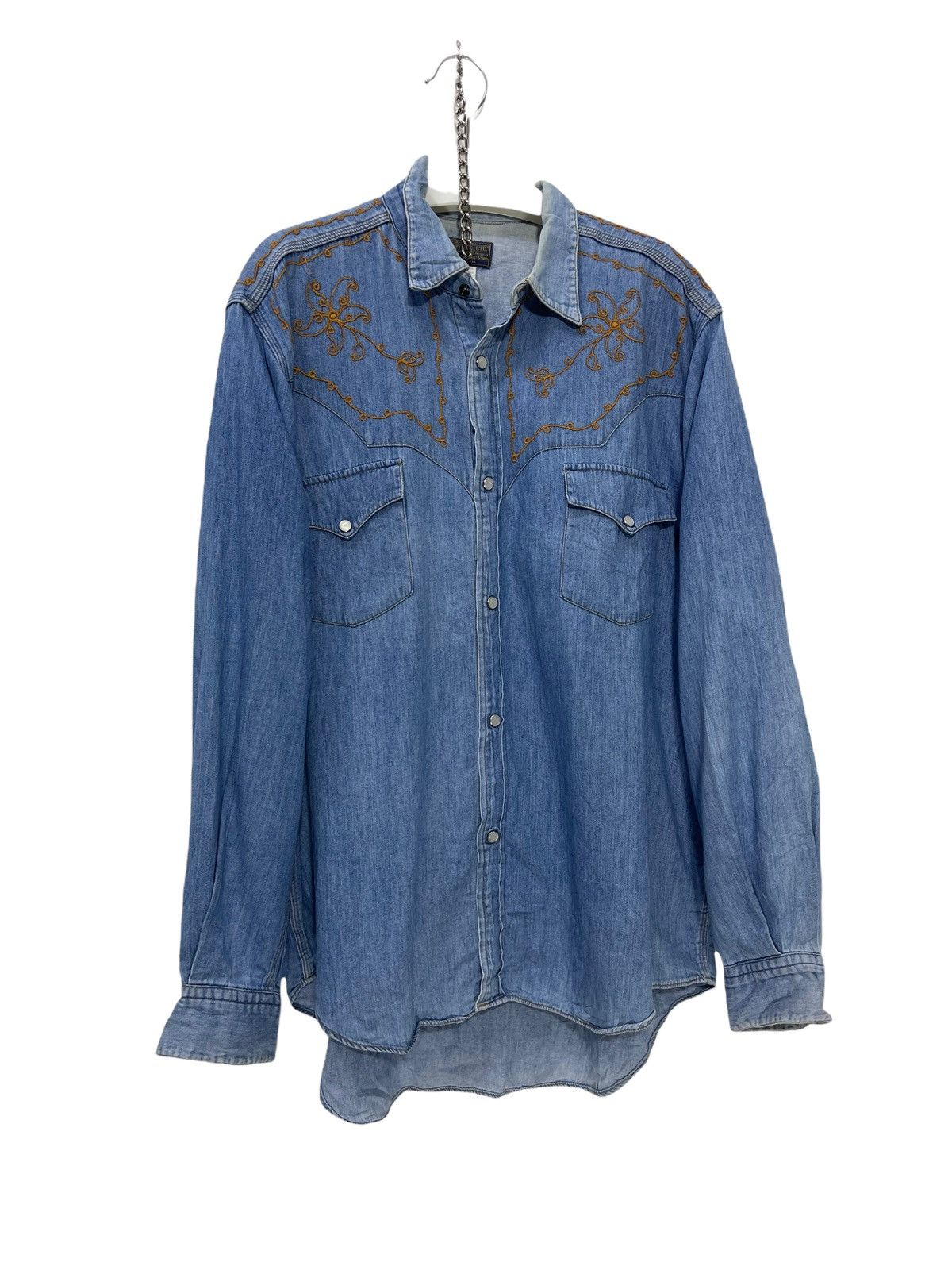 Edwin Edwin Chambray Thin Denim Western Shirt Embroydery 2🟩1 Size US L / EU 52-54 / 3 - 3 Thumbnail