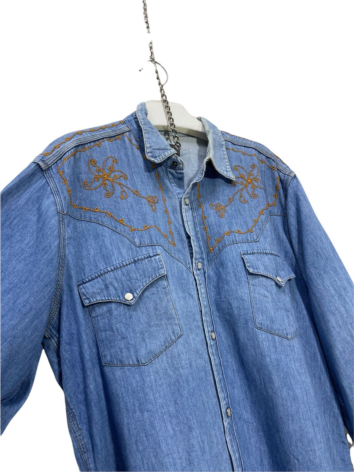Edwin Edwin Chambray Thin Denim Western Shirt Embroydery 2🟩1 Size US L / EU 52-54 / 3 - 1 Thumbnail