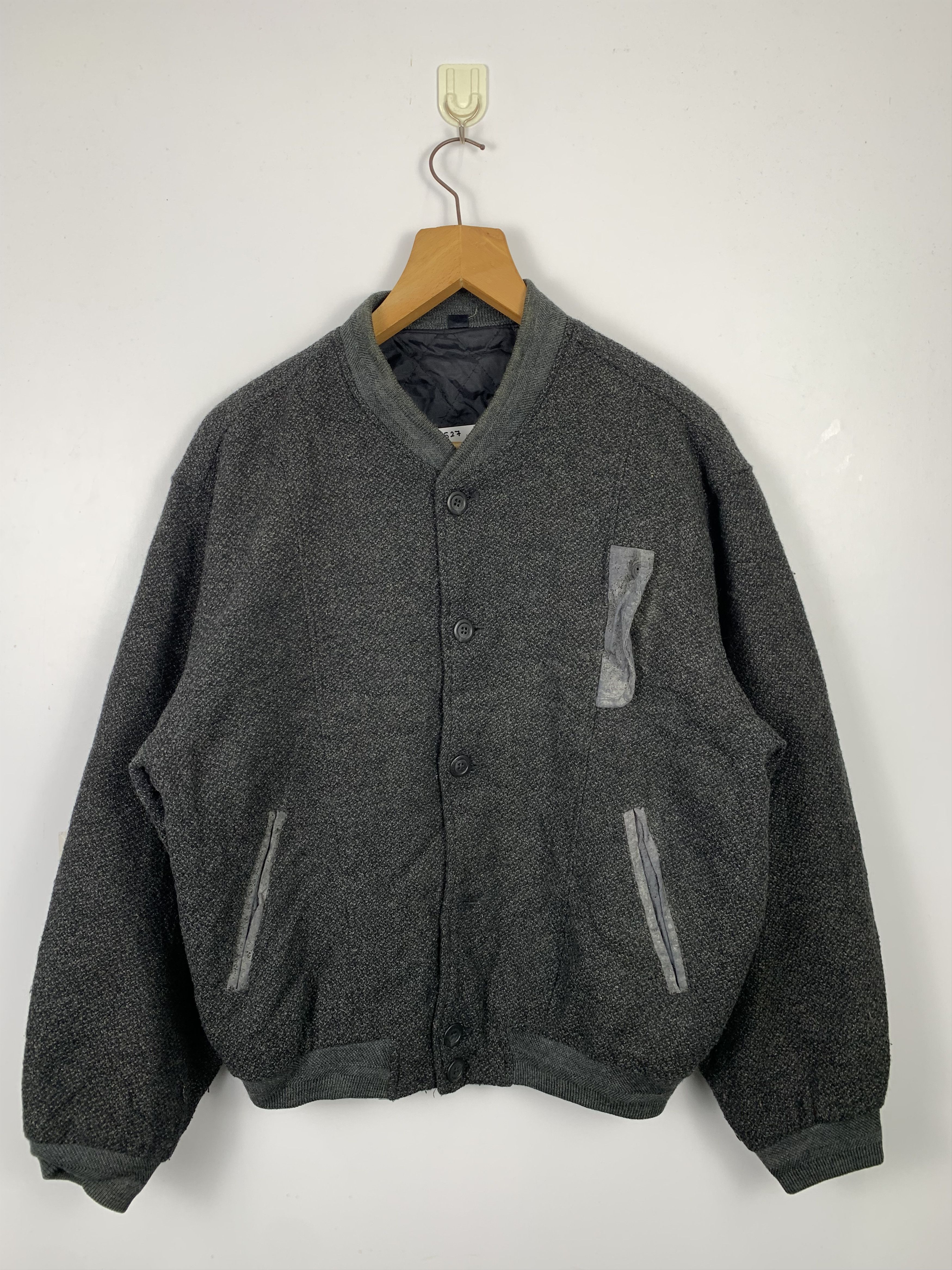 image of Vintage Button Up Quilted Lining Jacket in Grey, Men's (Size Small)