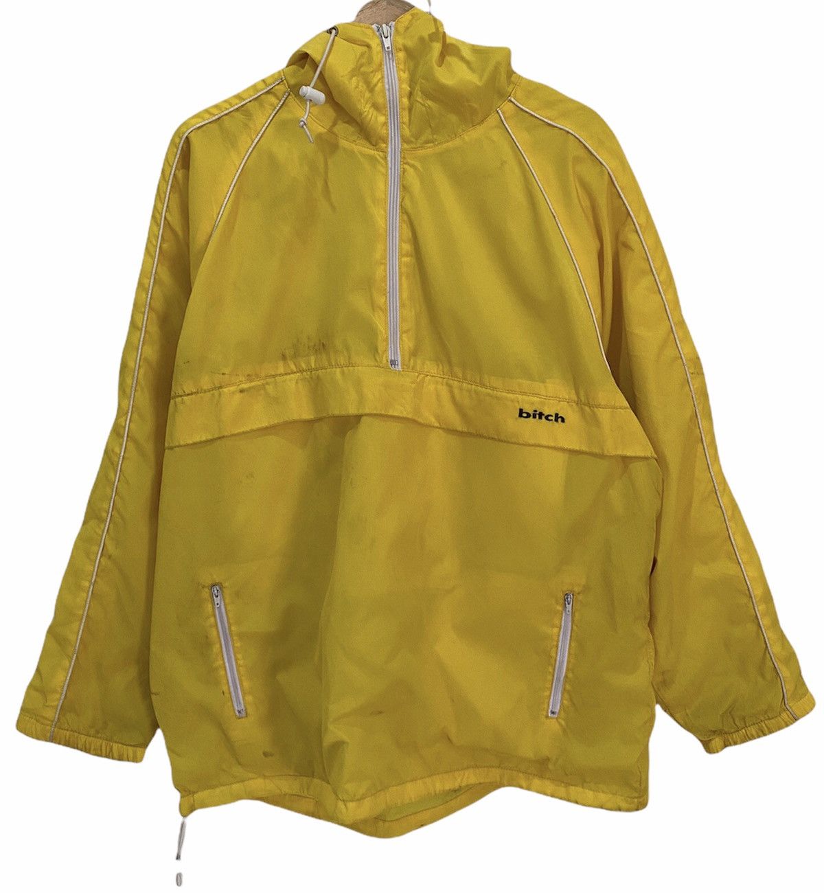 Powell Peralta Bitch Skateboard Light Yellow Nylon Hood Jacket Size US XL / EU 56 / 4 - 1 Thumbnail