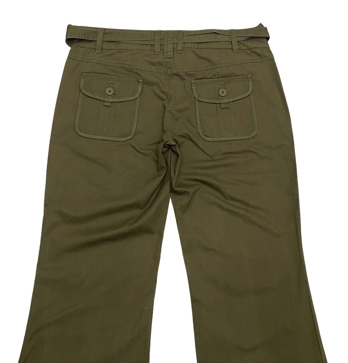 Hysteric Glamour OG🔥VINTAGE ZARA OLIVE MILITARY STYLE BELTED FLARE PANTS Size US 34 / EU 50 - 4 Thumbnail