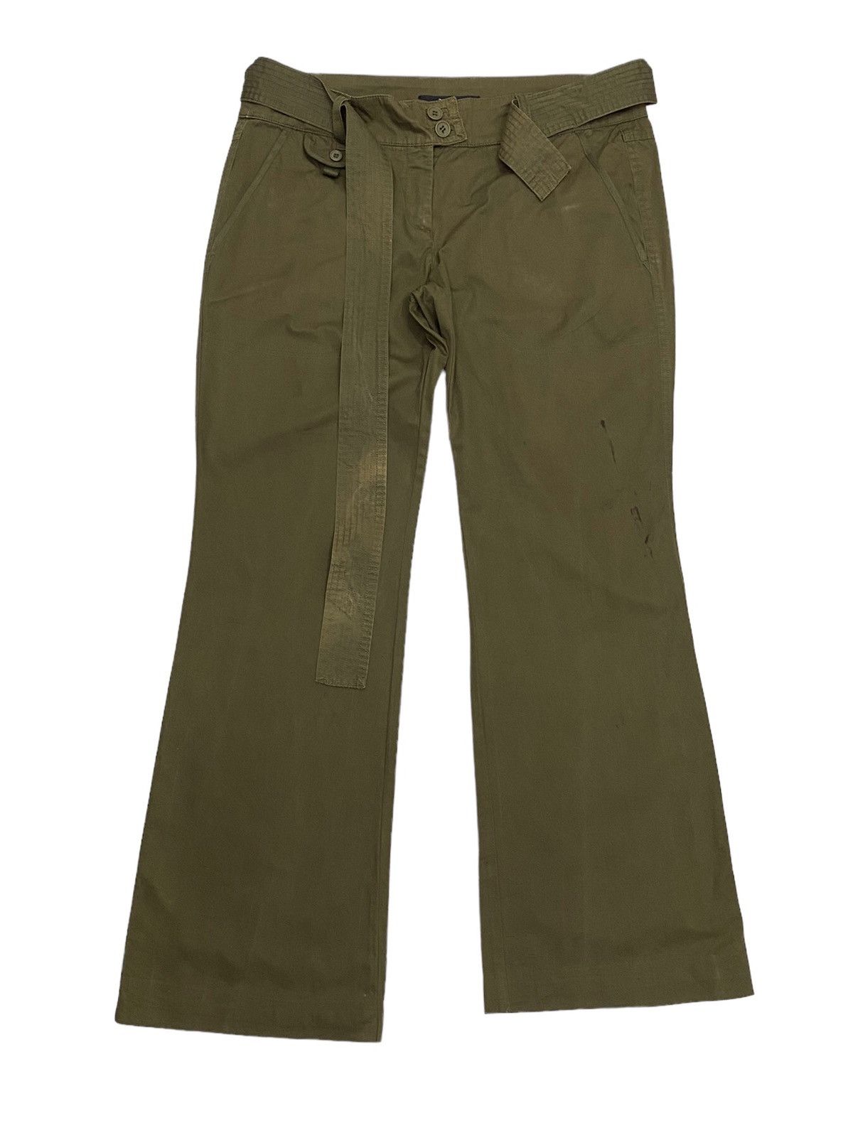Hysteric Glamour OG🔥VINTAGE ZARA OLIVE MILITARY STYLE BELTED FLARE PANTS Size US 34 / EU 50 - 6 Thumbnail