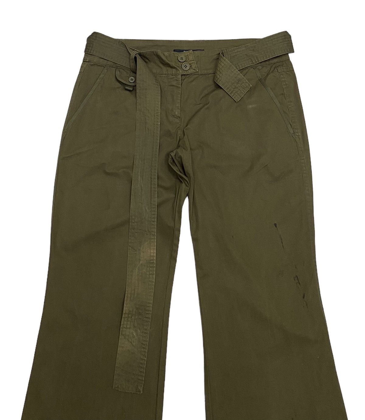 Hysteric Glamour OG🔥VINTAGE ZARA OLIVE MILITARY STYLE BELTED FLARE PANTS Size US 34 / EU 50 - 3 Thumbnail