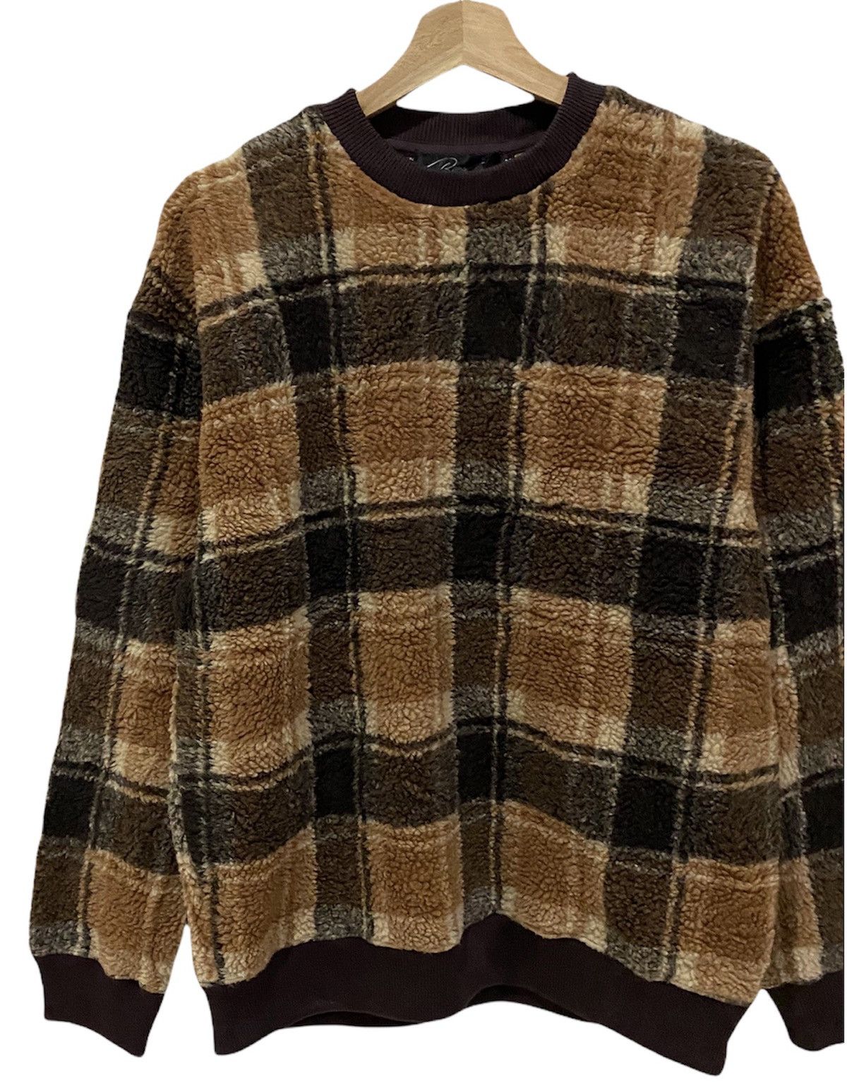 Japanese Brand VINTAGE BENO BROWN TARTAN WOOL SWEATSHIRT Size US M / EU 48-50 / 2 - 6 Thumbnail