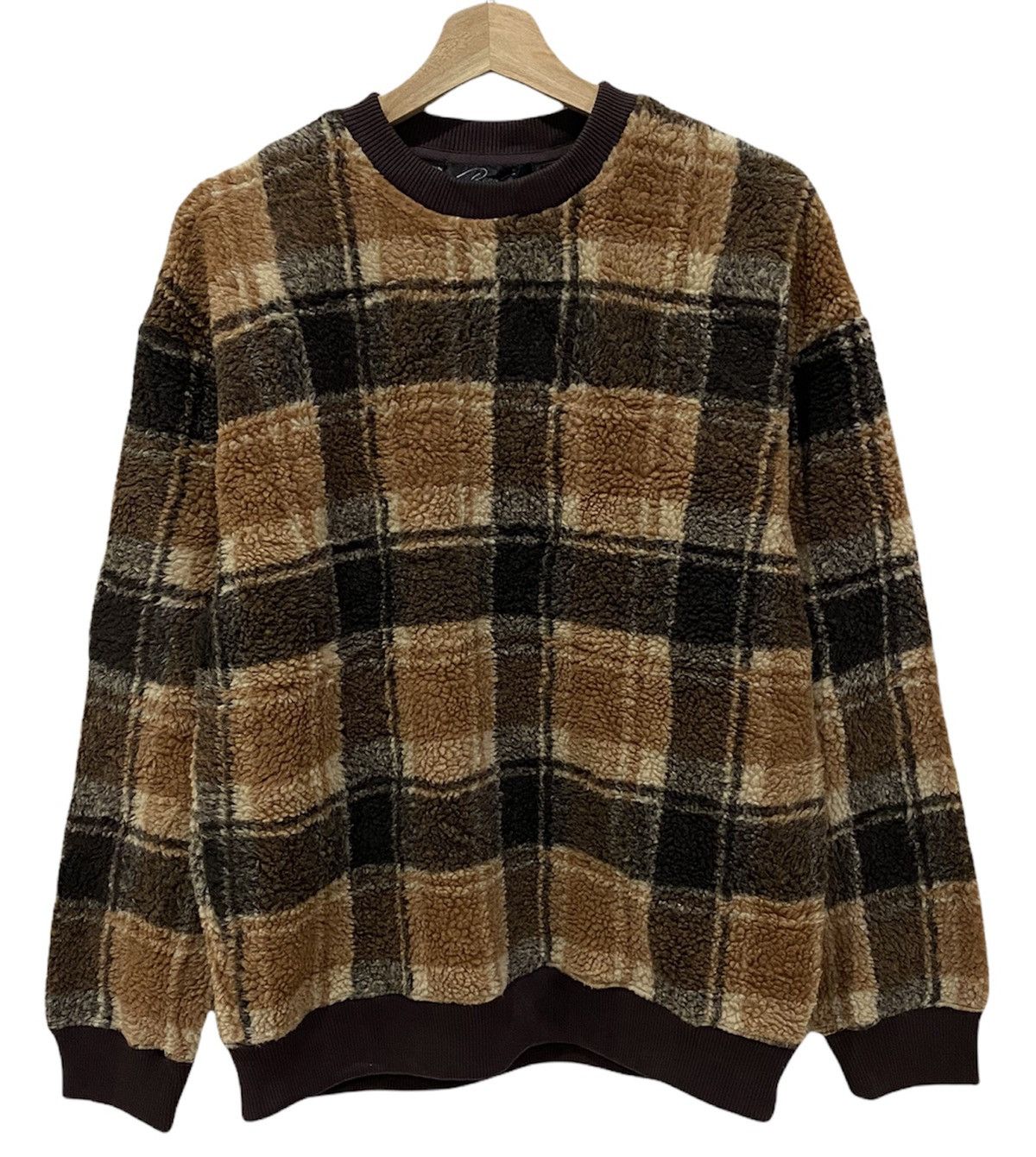 Japanese Brand VINTAGE BENO BROWN TARTAN WOOL SWEATSHIRT Size US M / EU 48-50 / 2 - 1 Thumbnail
