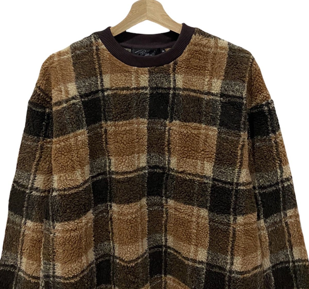 Japanese Brand VINTAGE BENO BROWN TARTAN WOOL SWEATSHIRT Size US M / EU 48-50 / 2 - 2 Thumbnail