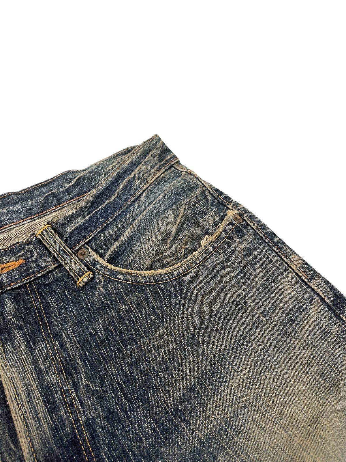 Edwin Loose Jeans Vtg Edwin 505z Japan Mud Wash Distress 1🟦 Size US 31 - 9 Thumbnail