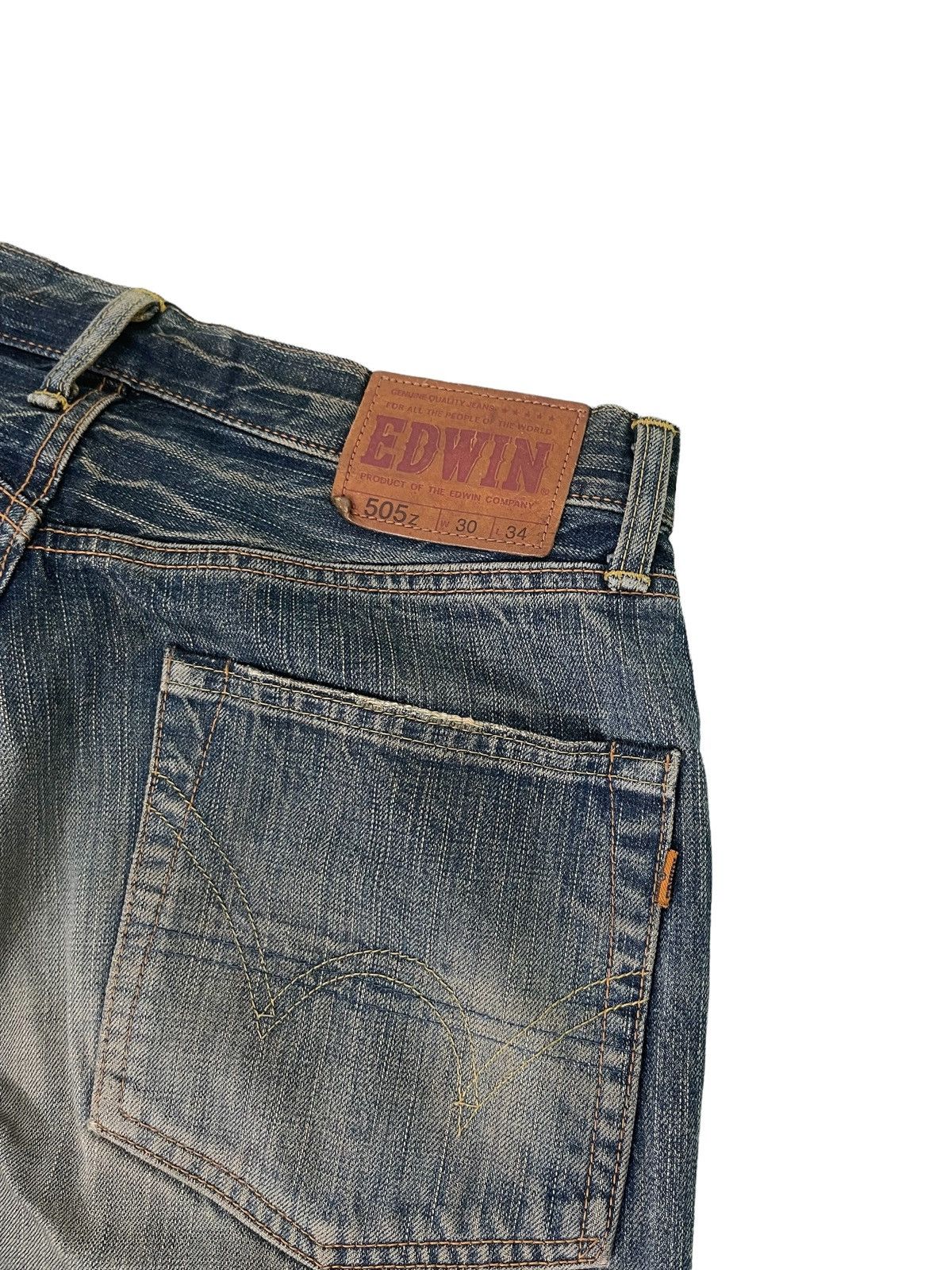 Edwin Loose Jeans Vtg Edwin 505z Japan Mud Wash Distress 1🟦 Size US 31 - 13 Thumbnail