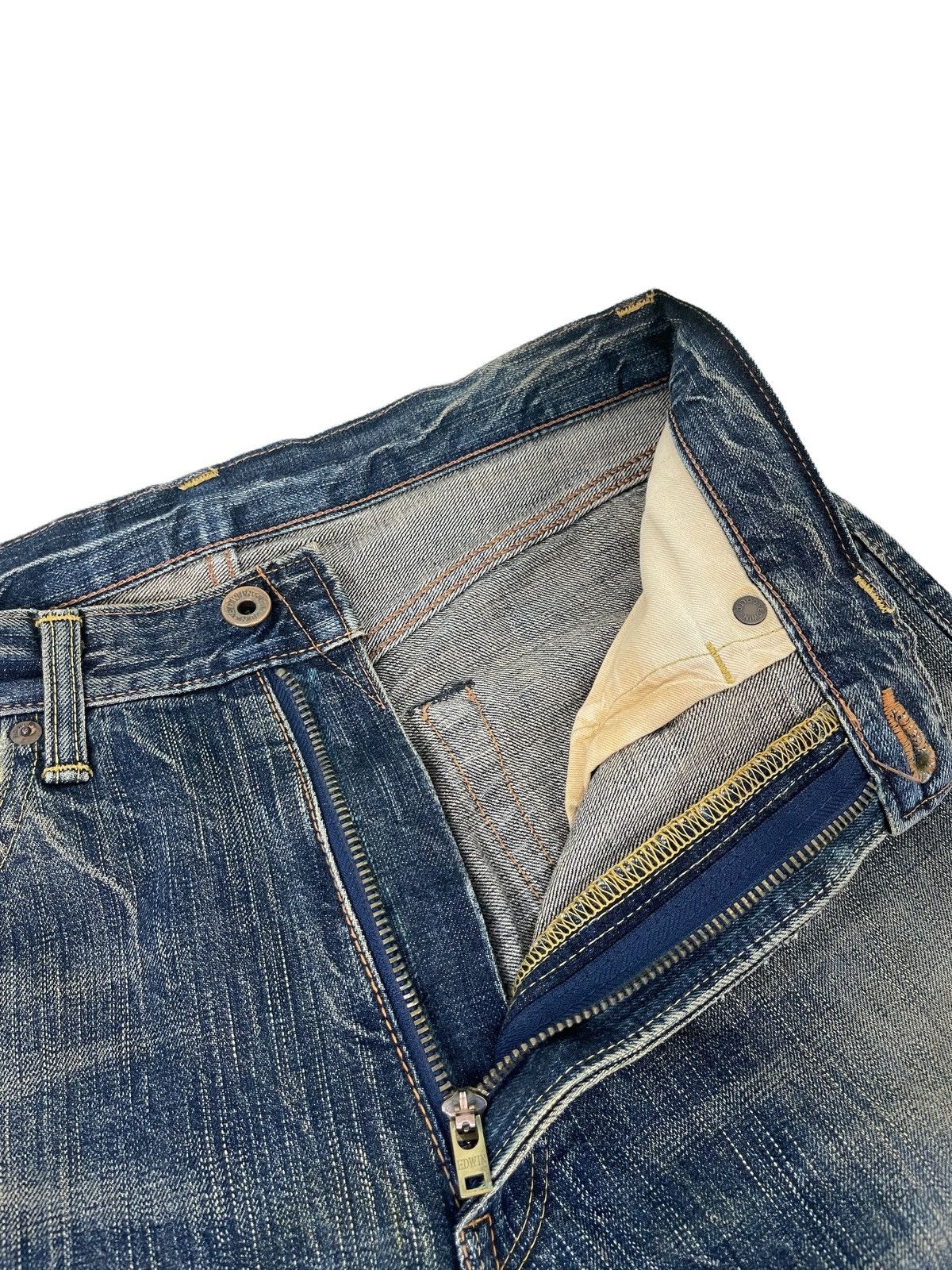 Edwin Loose Jeans Vtg Edwin 505z Japan Mud Wash Distress 1🟦 Size US 31 - 10 Thumbnail