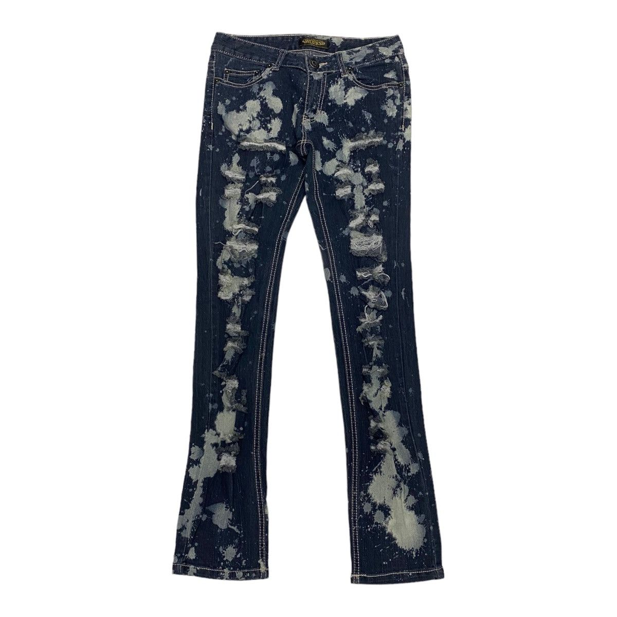 If Six Was Nine NO + 81662321758 WORKS DISTRESSED PUNK INSANE DENIM PANTS Size 28" / US 6 / IT 42 - 1 Thumbnail