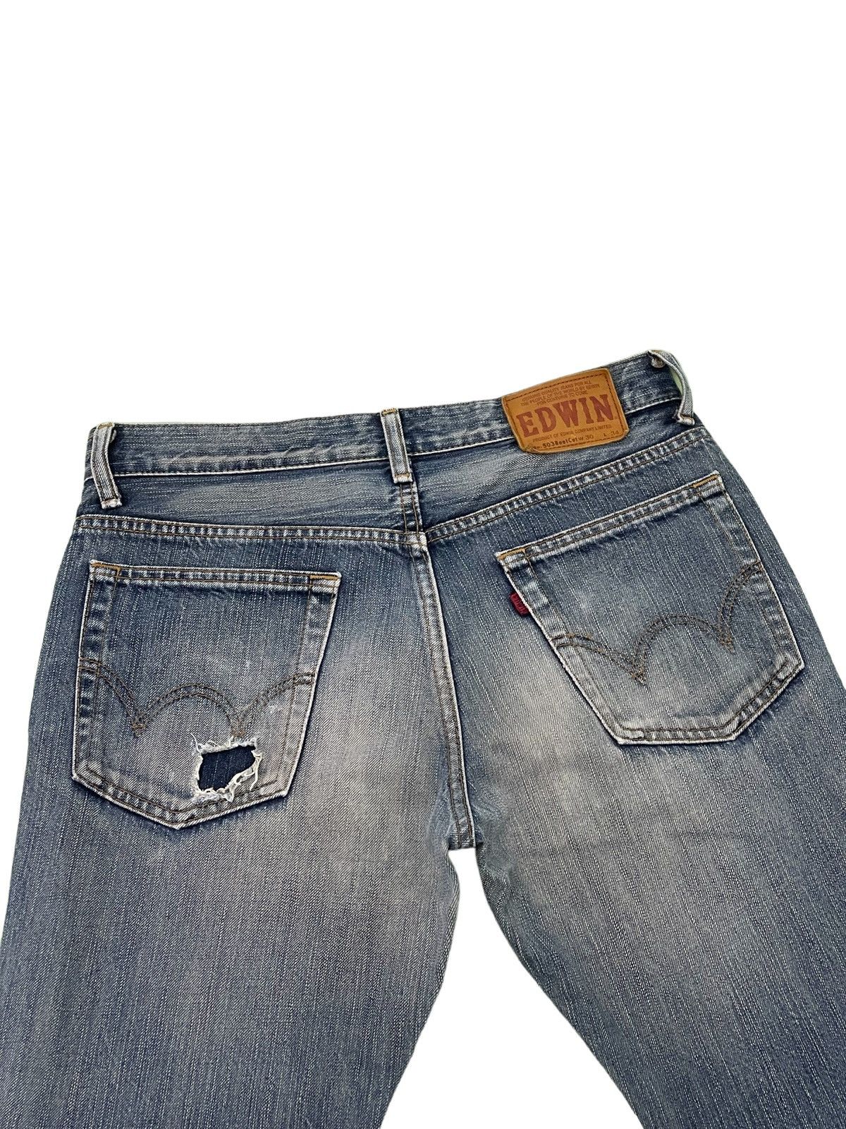 Edwin Flare Jeans Edwin Japan 503 Boot Cut Distress Denim 3🟦9 Size US 30 / EU 46 - 19 Thumbnail