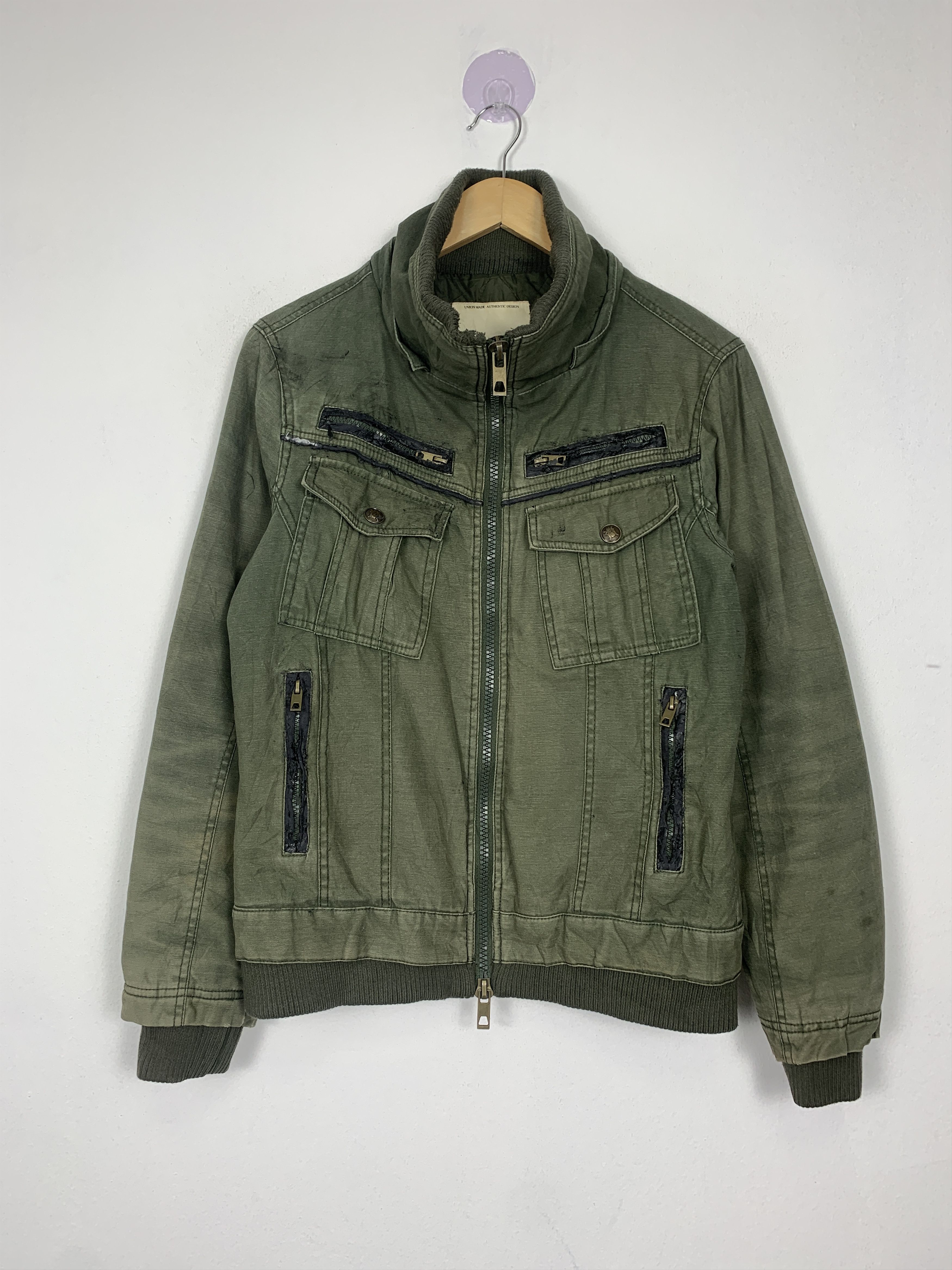 image of Vintage Union Made Military Broken Zip Quilted Lining Jacket in Miltary Green, Men's (Size Small)