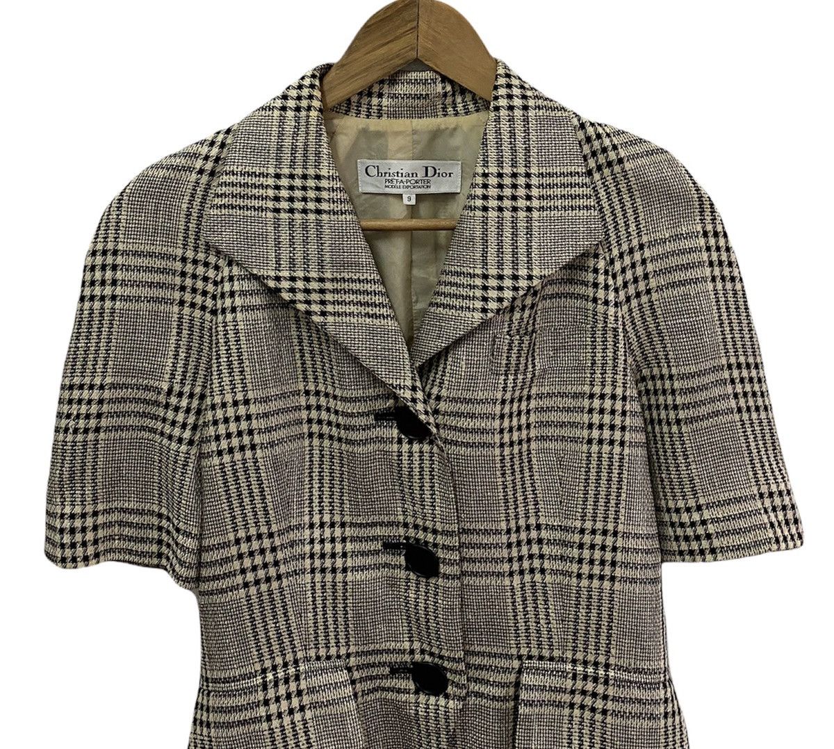 Christian Dior Monsieur 🔥Vintage Christian Dior Checked Short Sleeve Designer Coat Size US S / EU 44-46 / 1 - 2 Thumbnail