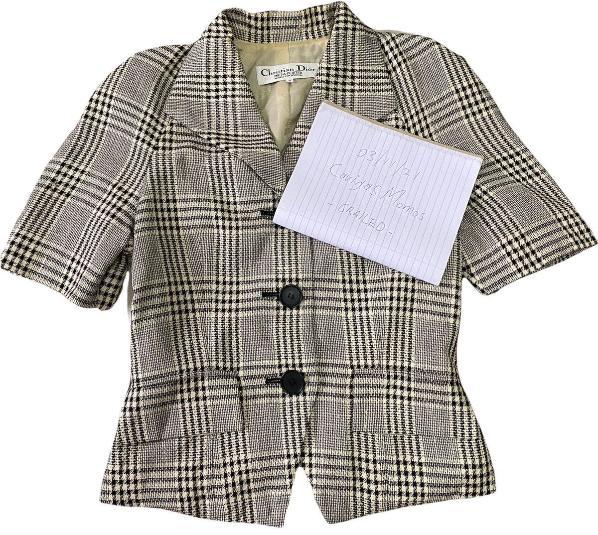 Christian Dior Monsieur 🔥Vintage Christian Dior Checked Short Sleeve Designer Coat Size US S / EU 44-46 / 1 - 6 Thumbnail