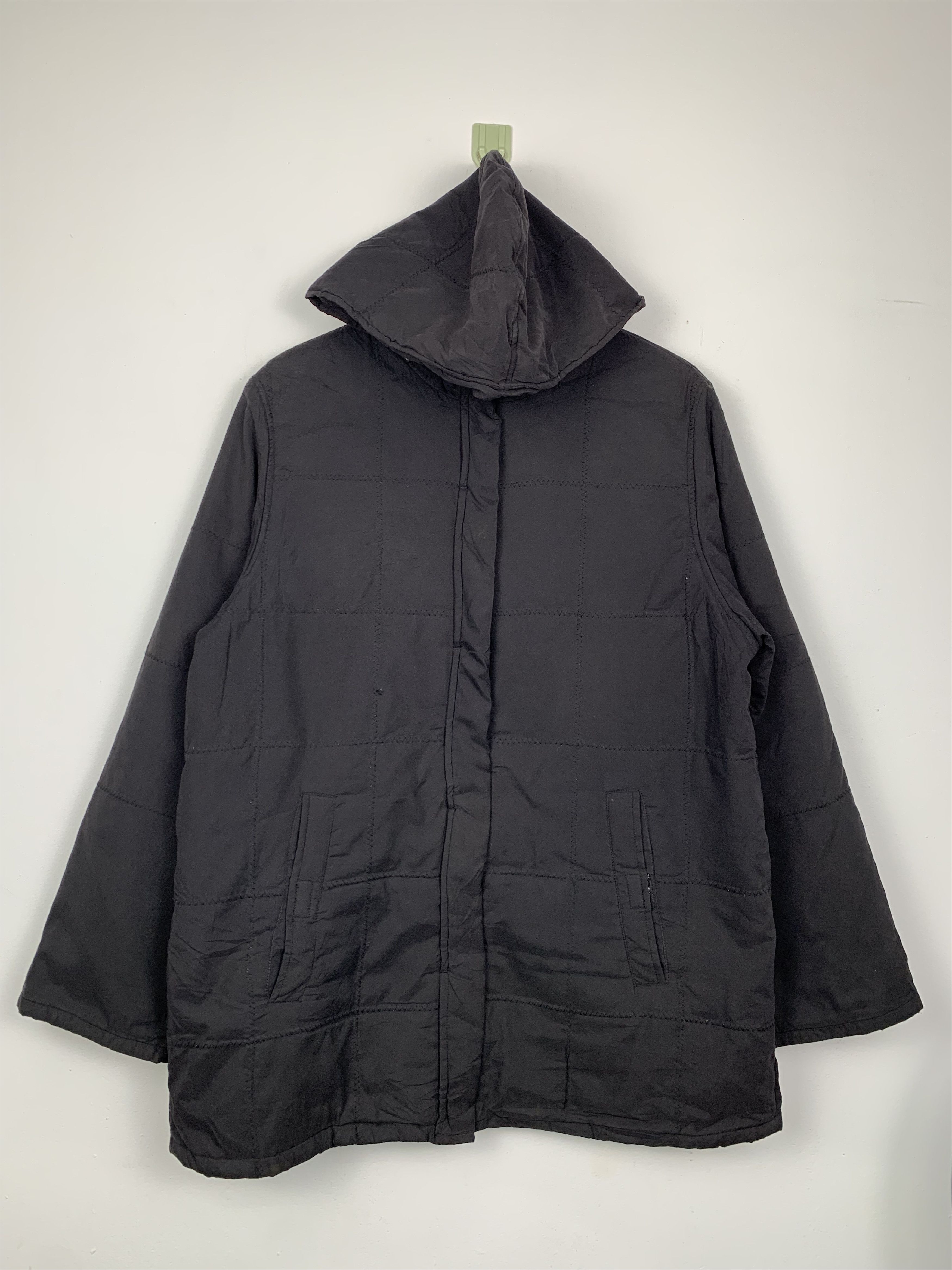 image of Vintage Puffer Hoodie Zip Up Jacket in Faded Black, Men's (Size Medium)