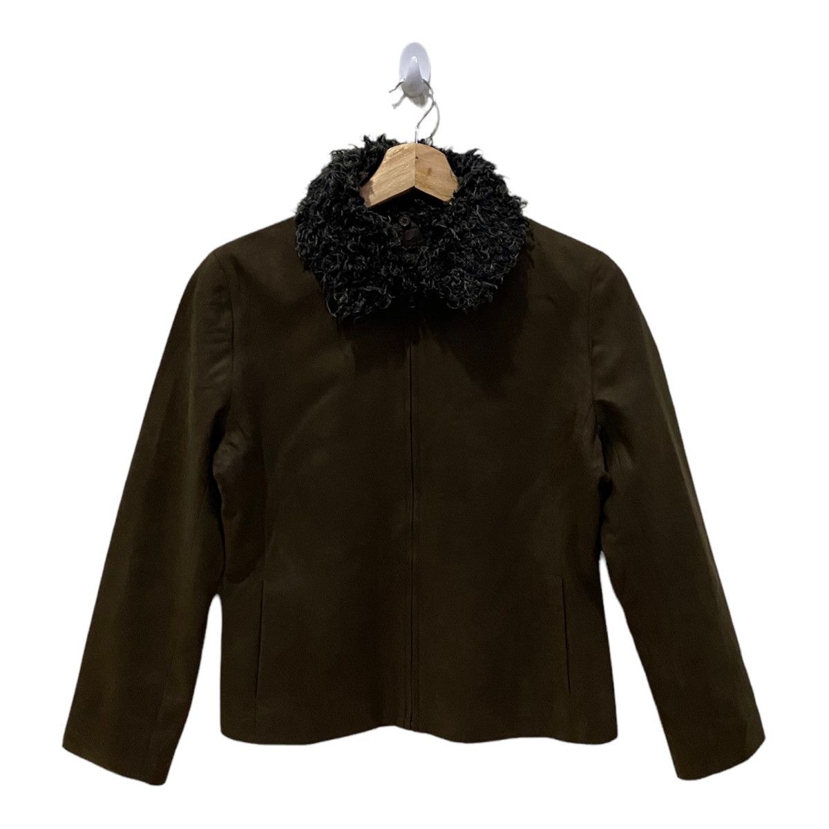 image of Ined By Yohji Yamamoto Brown Fur Collar Suede Jacket, Men's (Size XS)