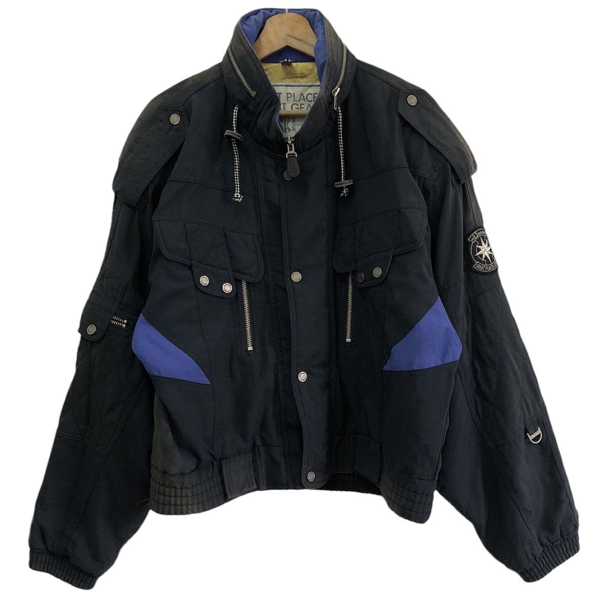 image of Vintage Ellesse Ski Racing Bomber Jacket in Black, Men's (Size Medium)