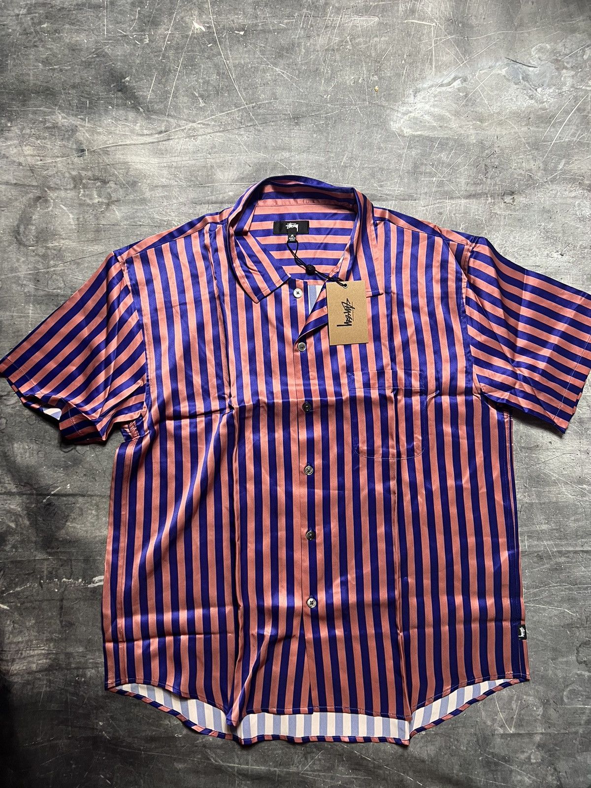 Stussy Silk Striped Button Up Shirt Shirts Button Ups