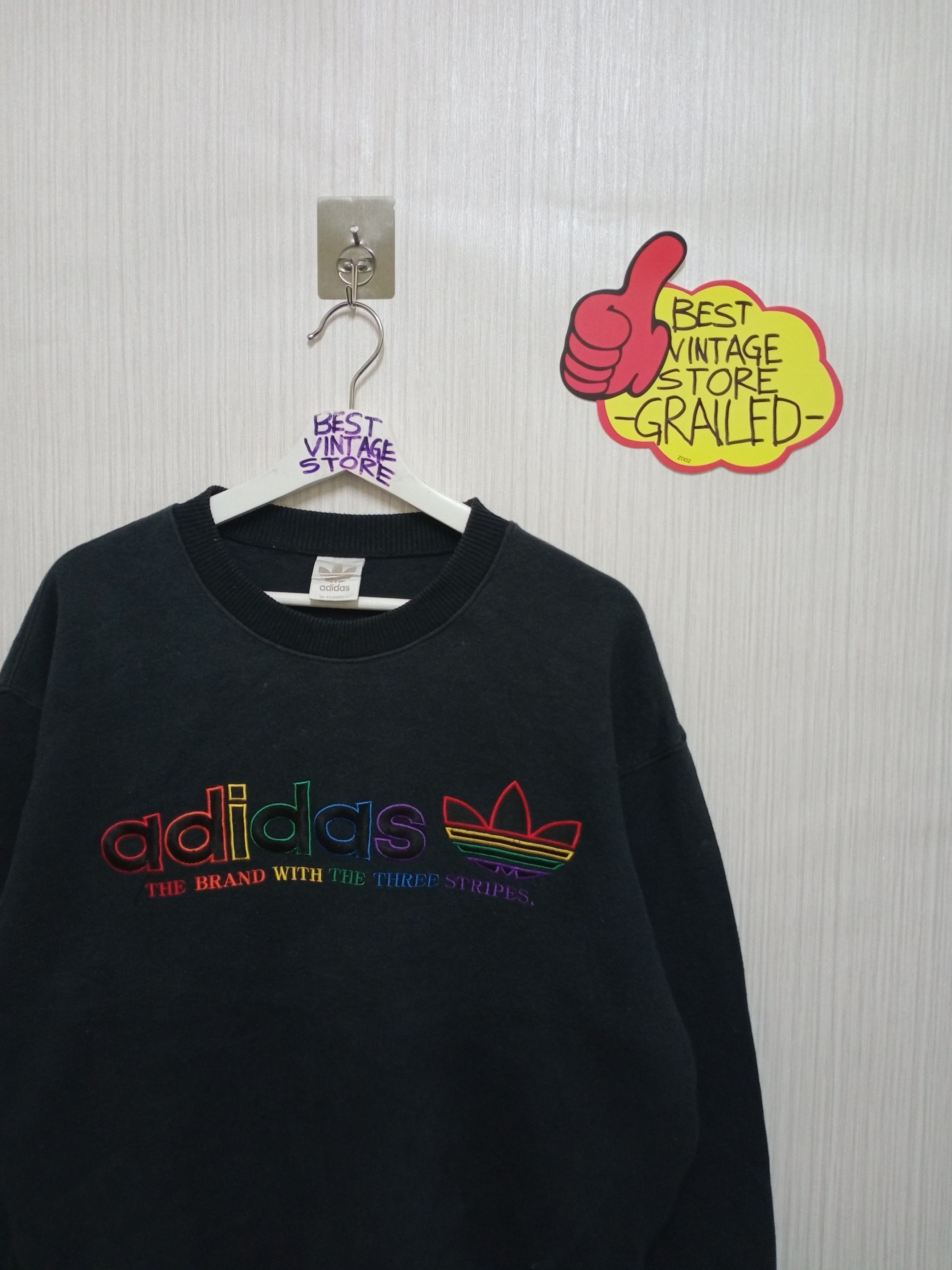 Adidas × Vintage 90s Vintage Adidas Multicolour Logo Sweatshirt Size US L / EU 52-54 / 3 - 2 Thumbnail