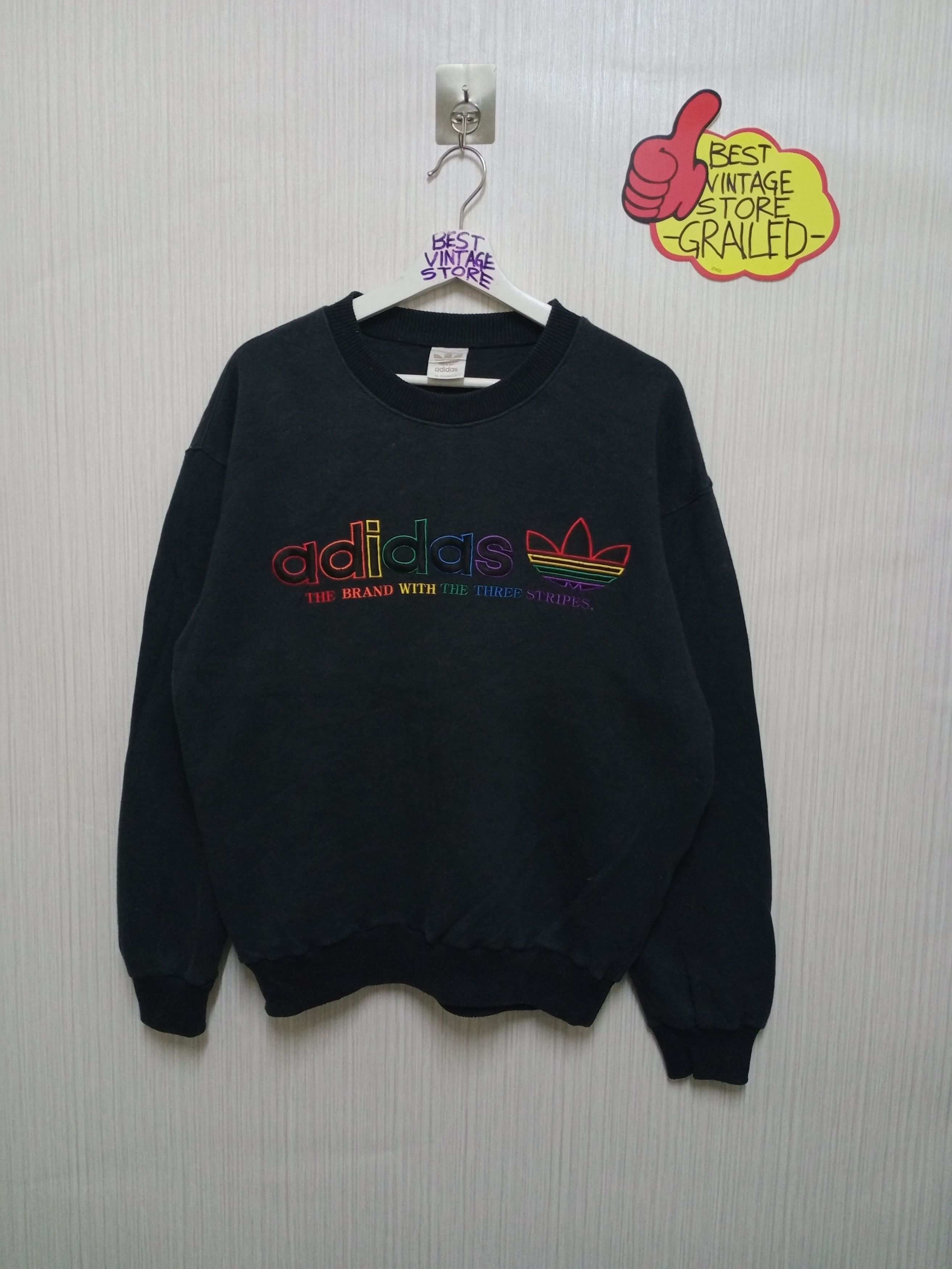 Adidas × Vintage 90s Vintage Adidas Multicolour Logo Sweatshirt Size US L / EU 52-54 / 3 - 1 Thumbnail
