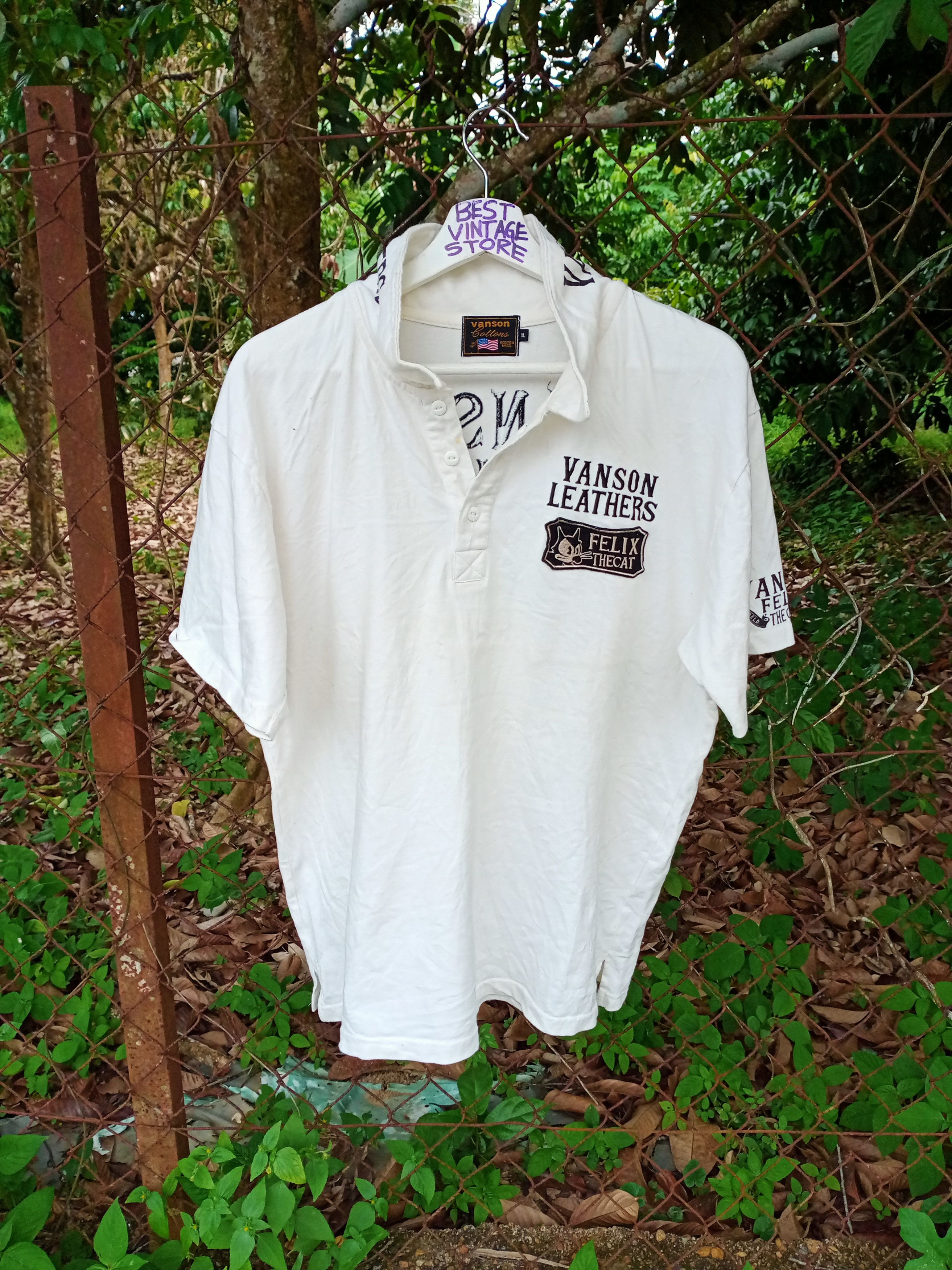 Vanson Leathers Vintage Vanson Leathers Felix The Cat Polo Shirt Size US L / EU 52-54 / 3 - 4 Thumbnail