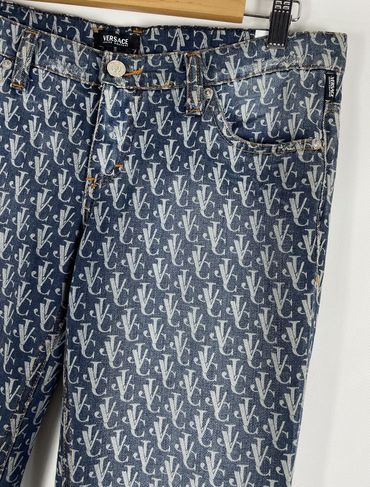 Versace × Versace Jeans Couture Versace All Over Print Monogram Jacquard Denim Pants Size US 30 / EU 46 - 4 Thumbnail